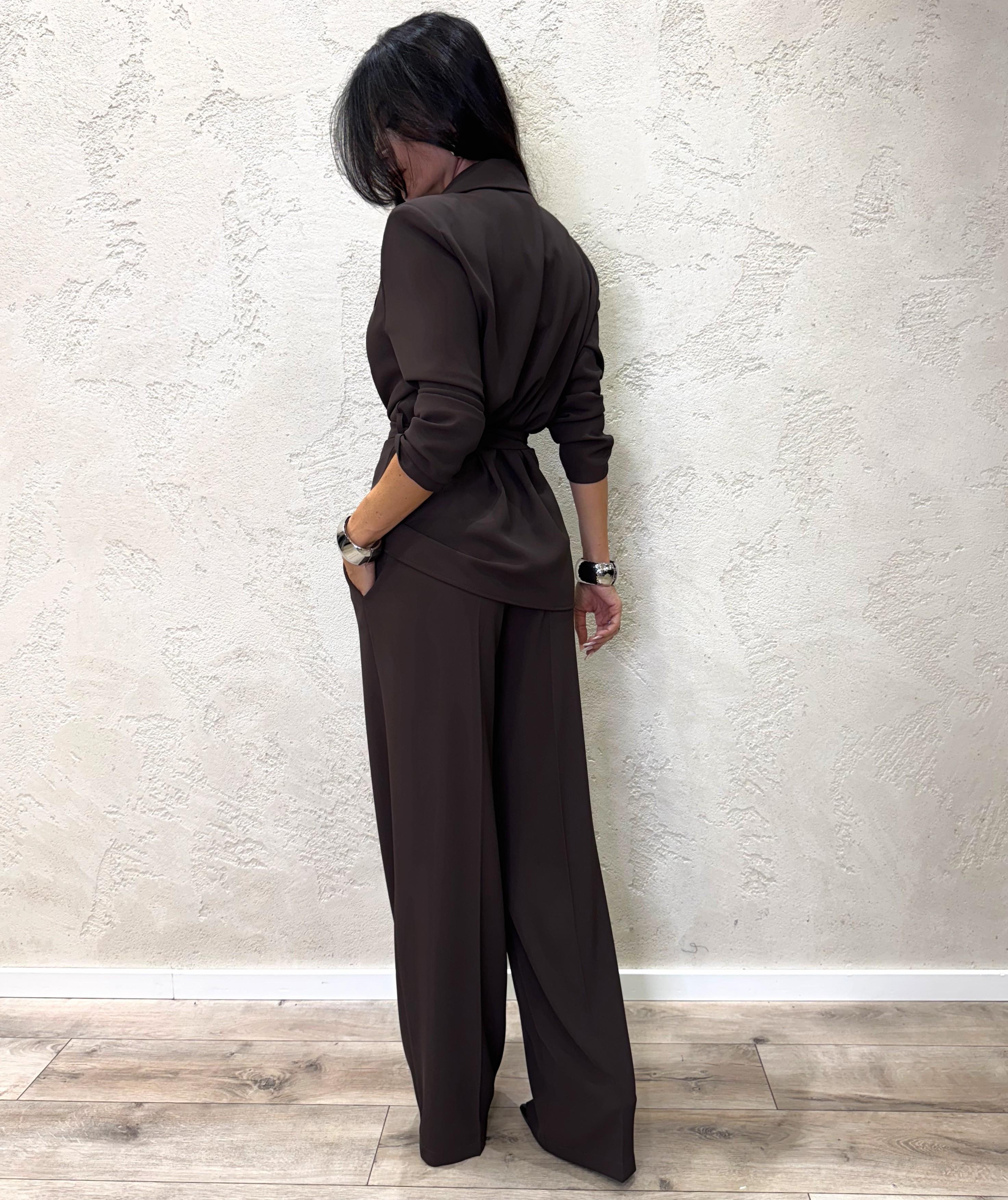 completo blazer con cintura e pantalone 303211 MORO SUSY MIX 