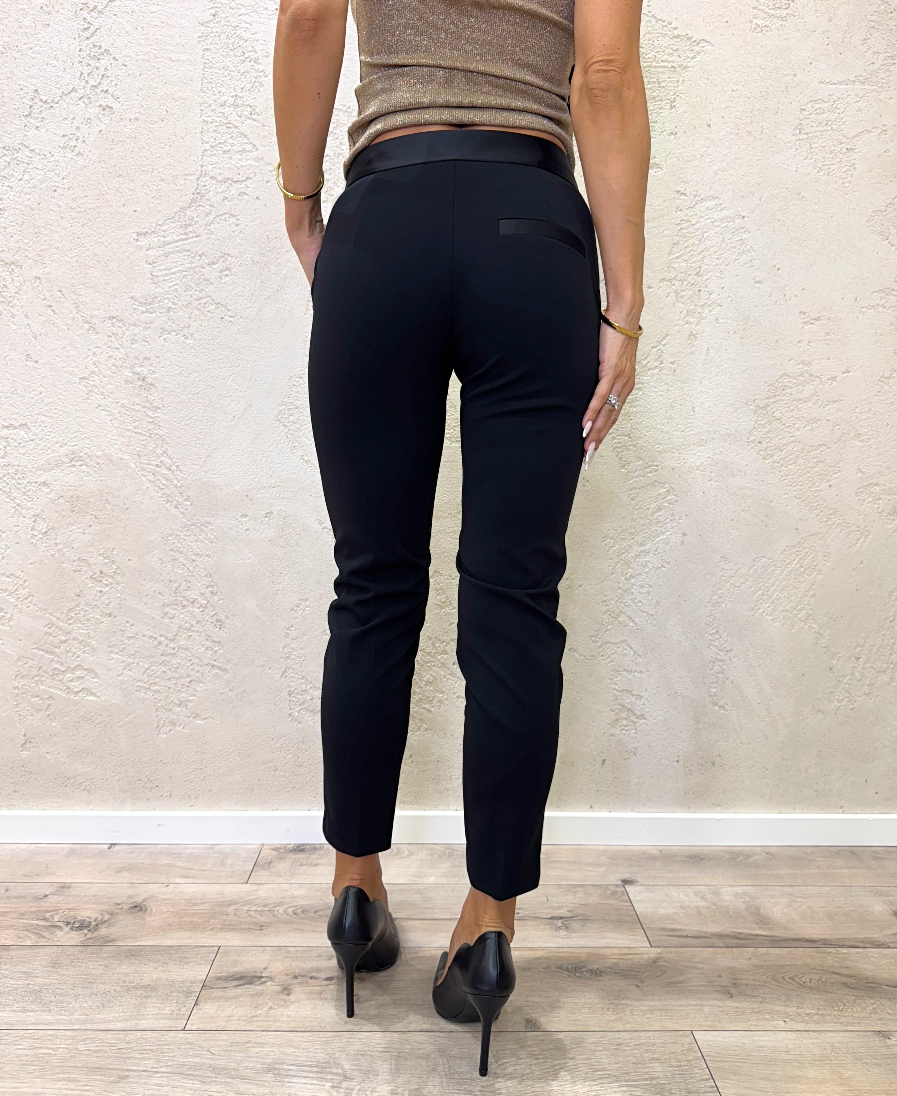 pantalone a sigaretta in crepe elasticizzato PVN2KAW NERO IMPERIAL 