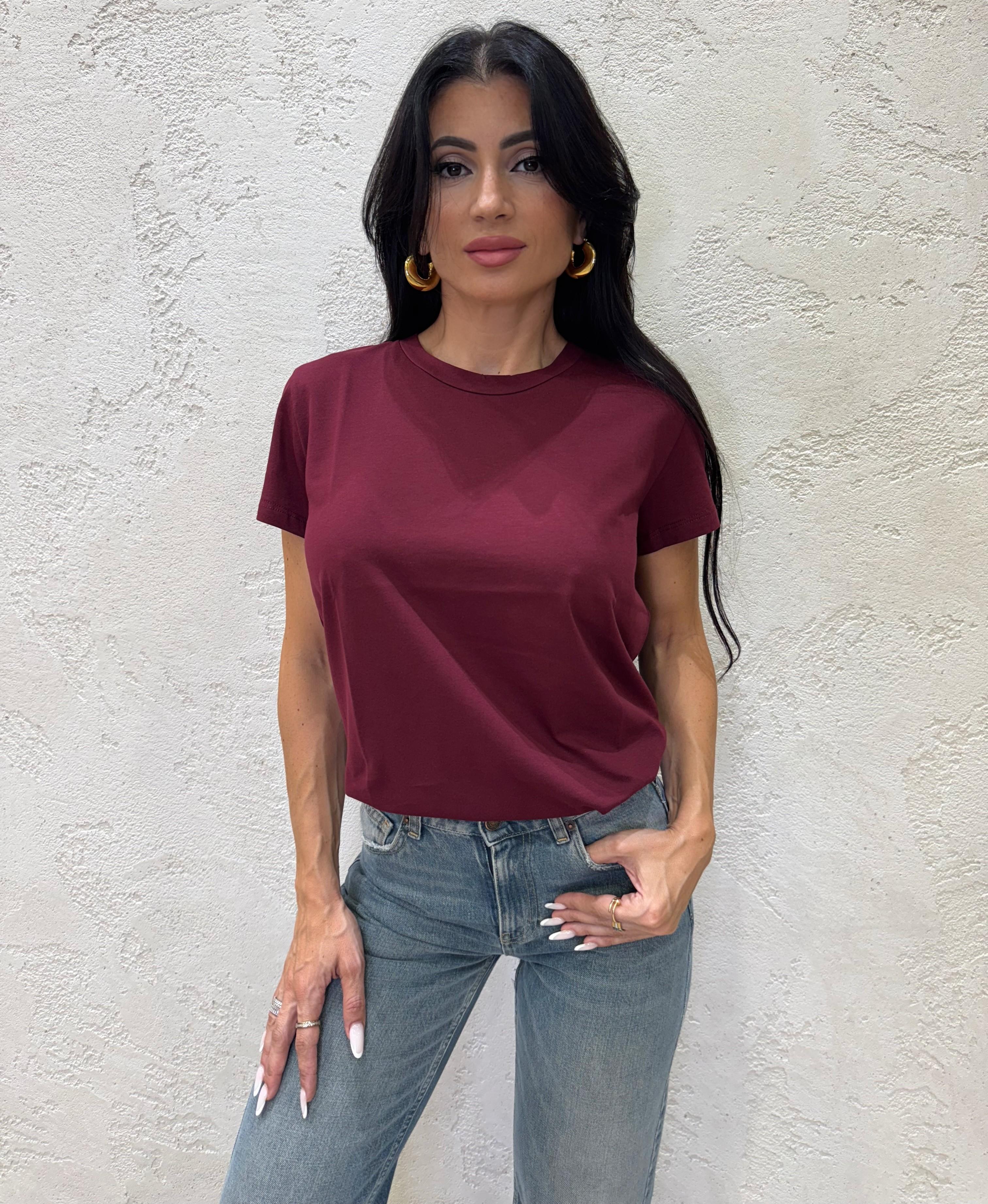 t-shirt basica a manica corta SH000904 VINO SUSY MIX 