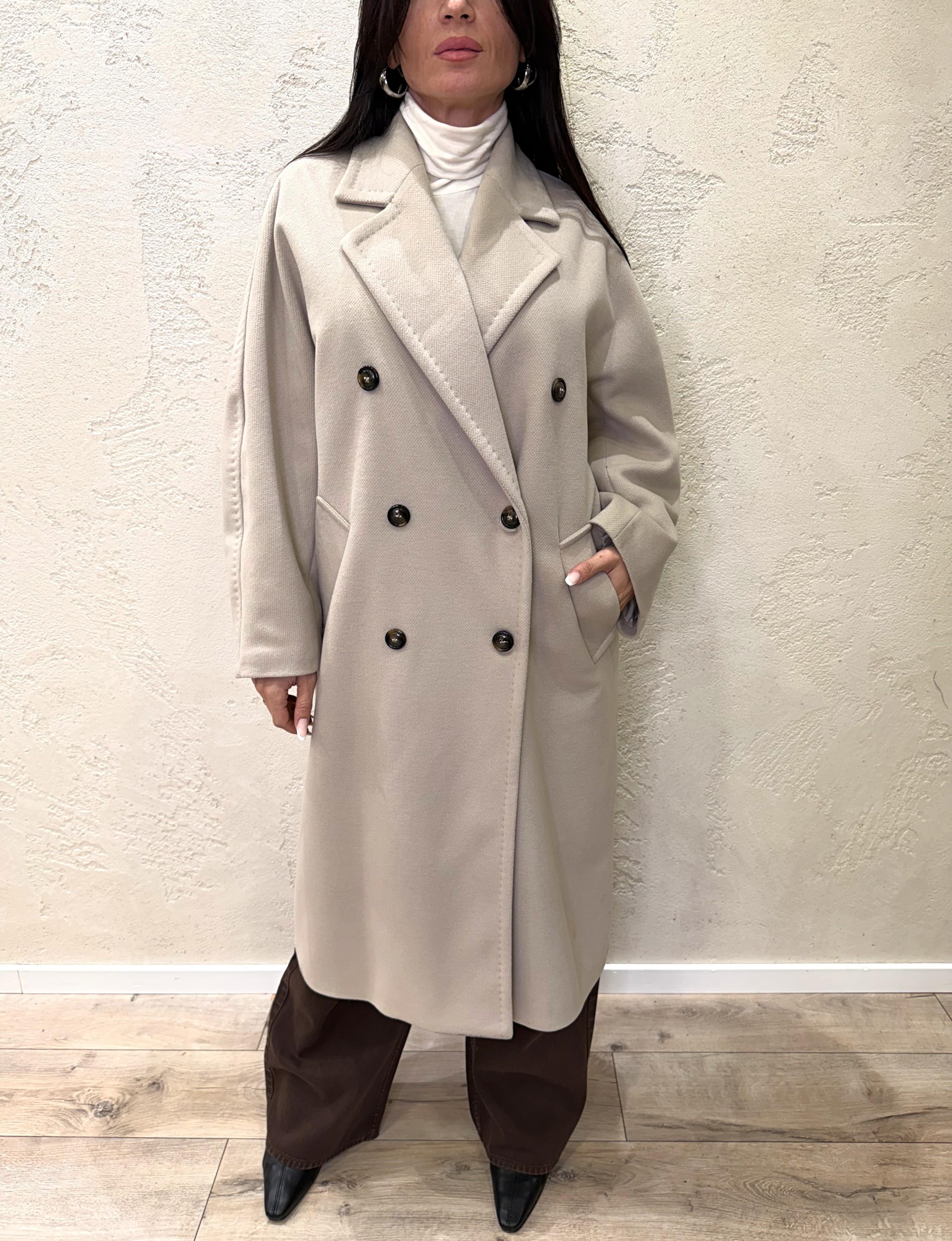 cappotto lungo doppio petto 9746MRKAI25 AVORIO TENSIONE IN 