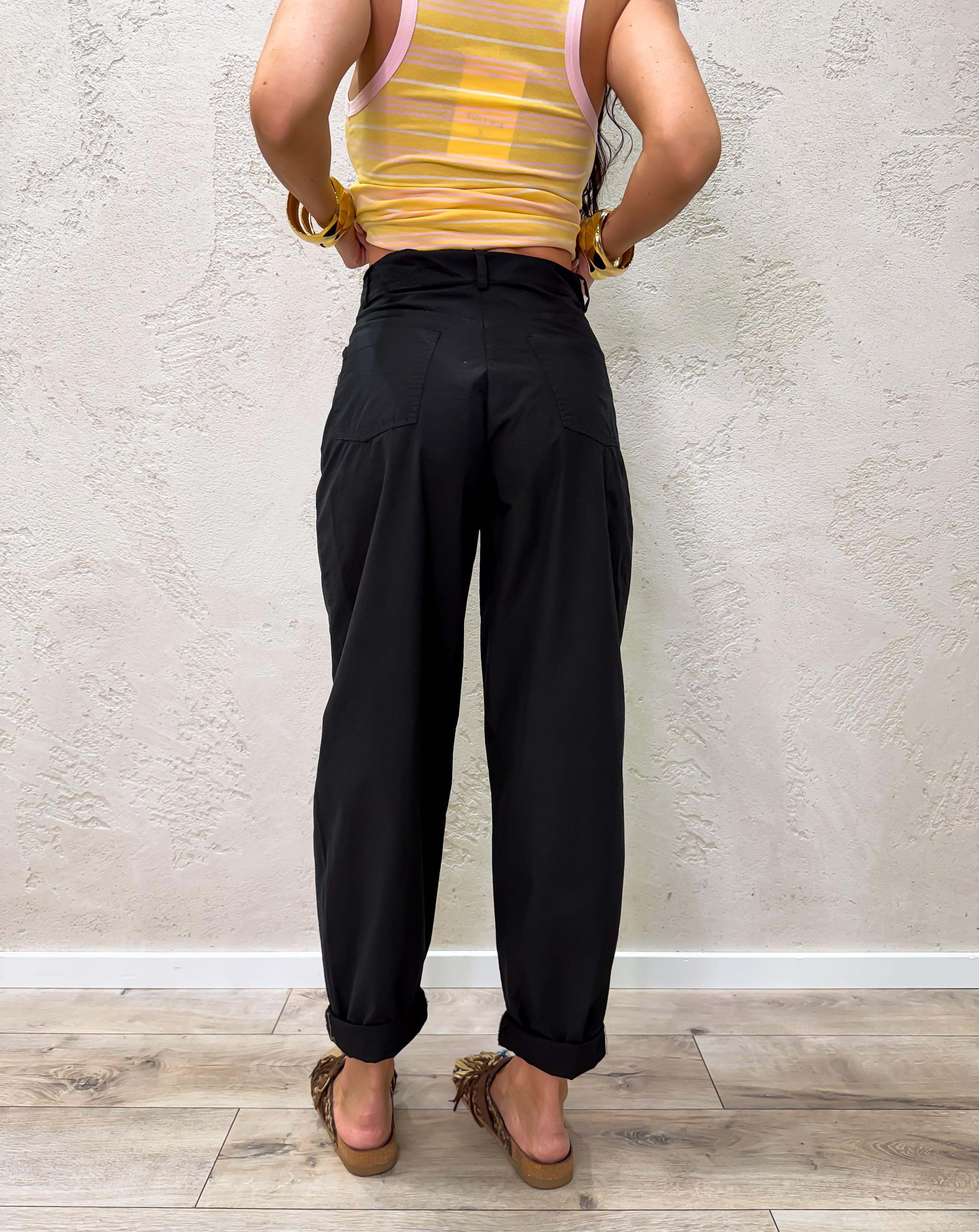pantalone in contone a ovetto 60285TL NERO SUSY MIX 