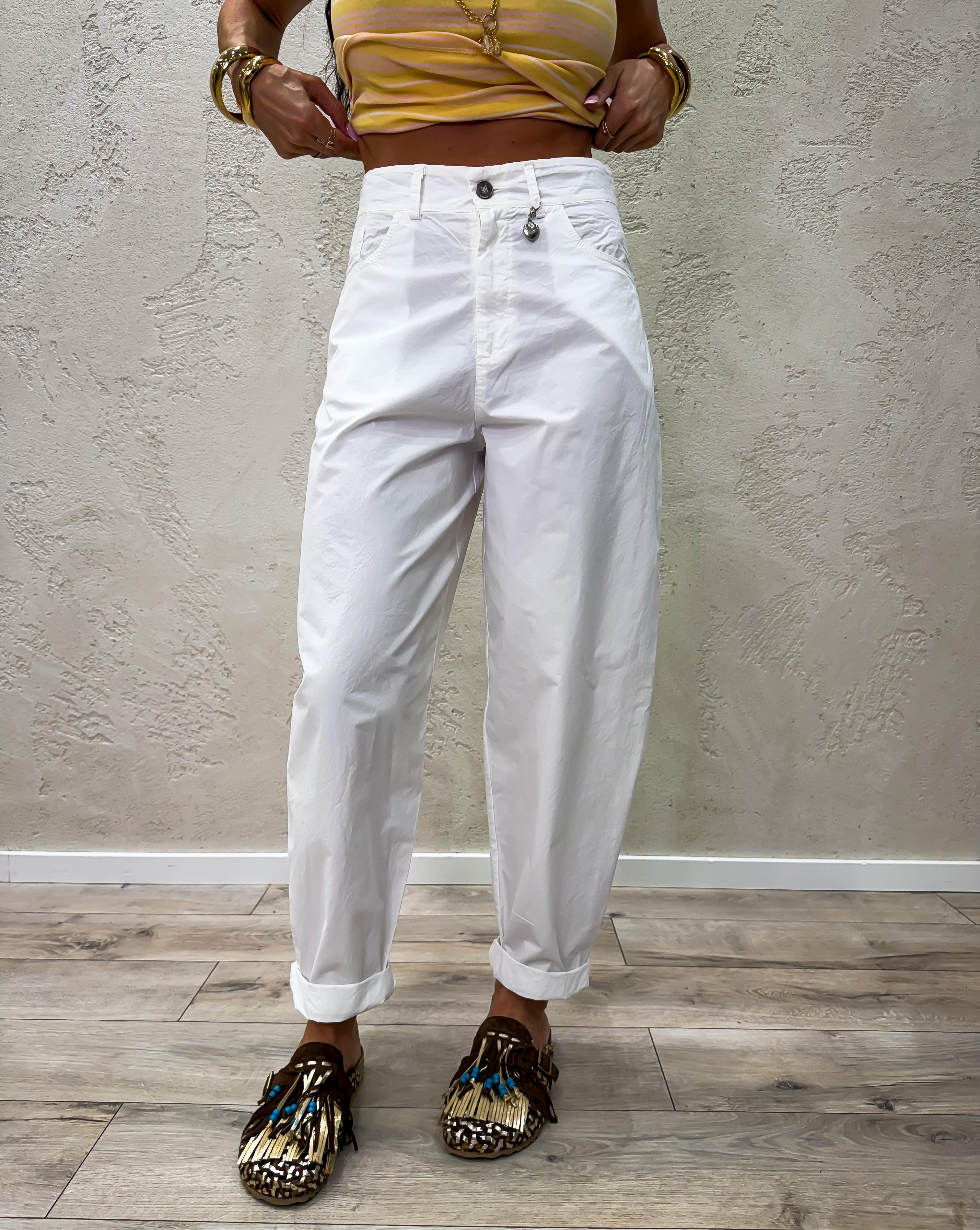 pantalone in contone a ovetto 60285TL LATTE SUSY MIX 