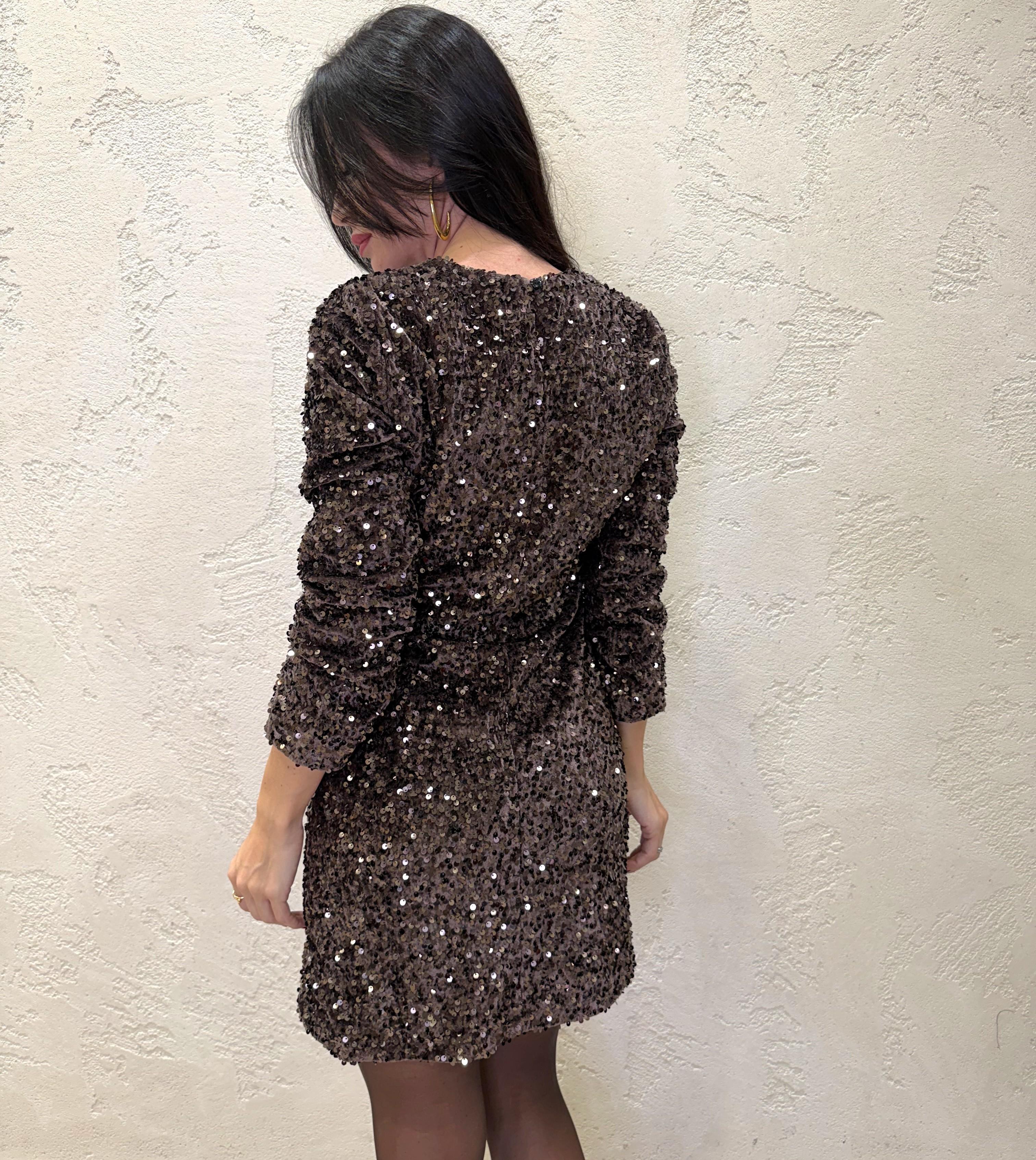 abito mini in paillettes 25V4731 MORO TENSIONE IN 
