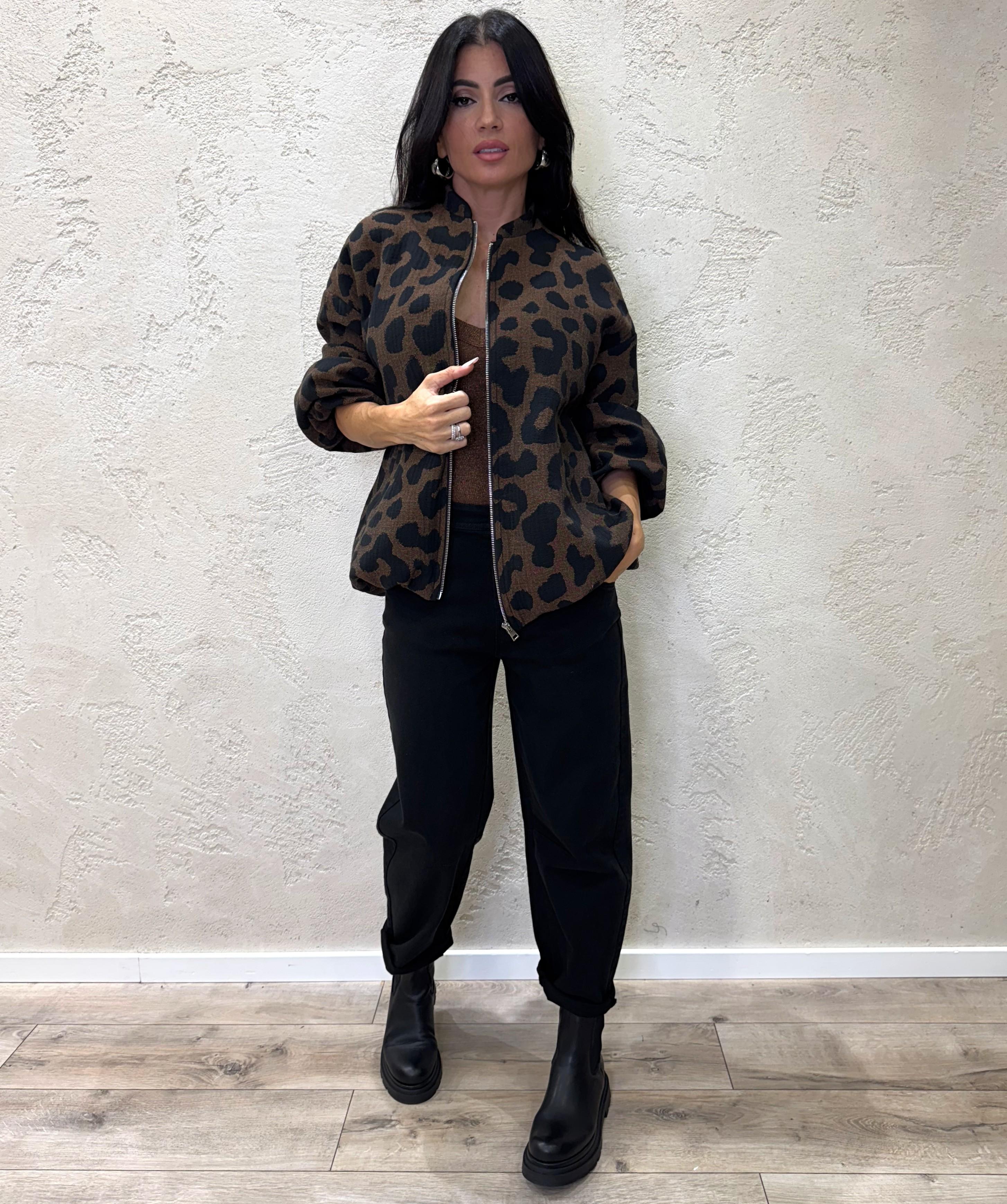 bomber oversize con stampa animalier VHD3KCH LEOPARDATO IMPERIAL 
