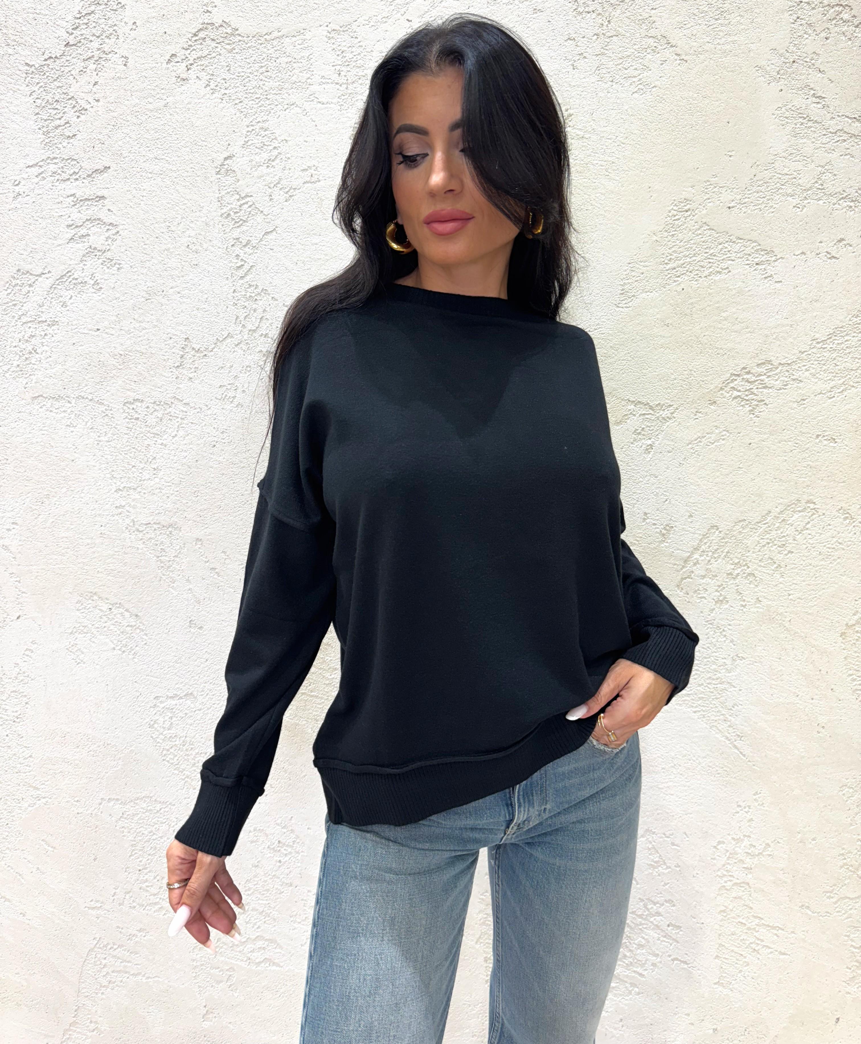 maglia morbida a girocollo 2350 NERO SUSY MIX 