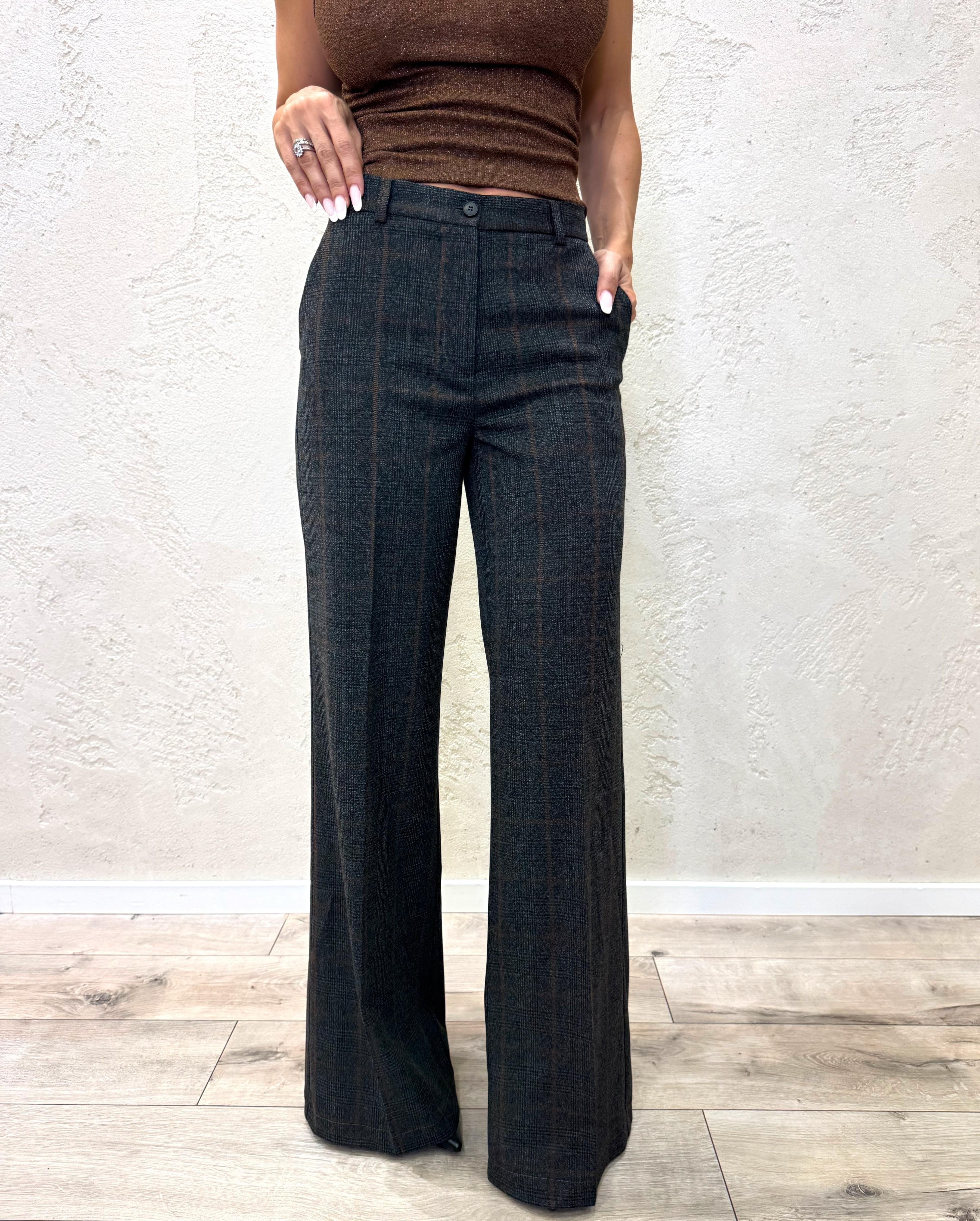 pantalone a palazzo in punto galles TF0917 ANTRACITE VICOLO 