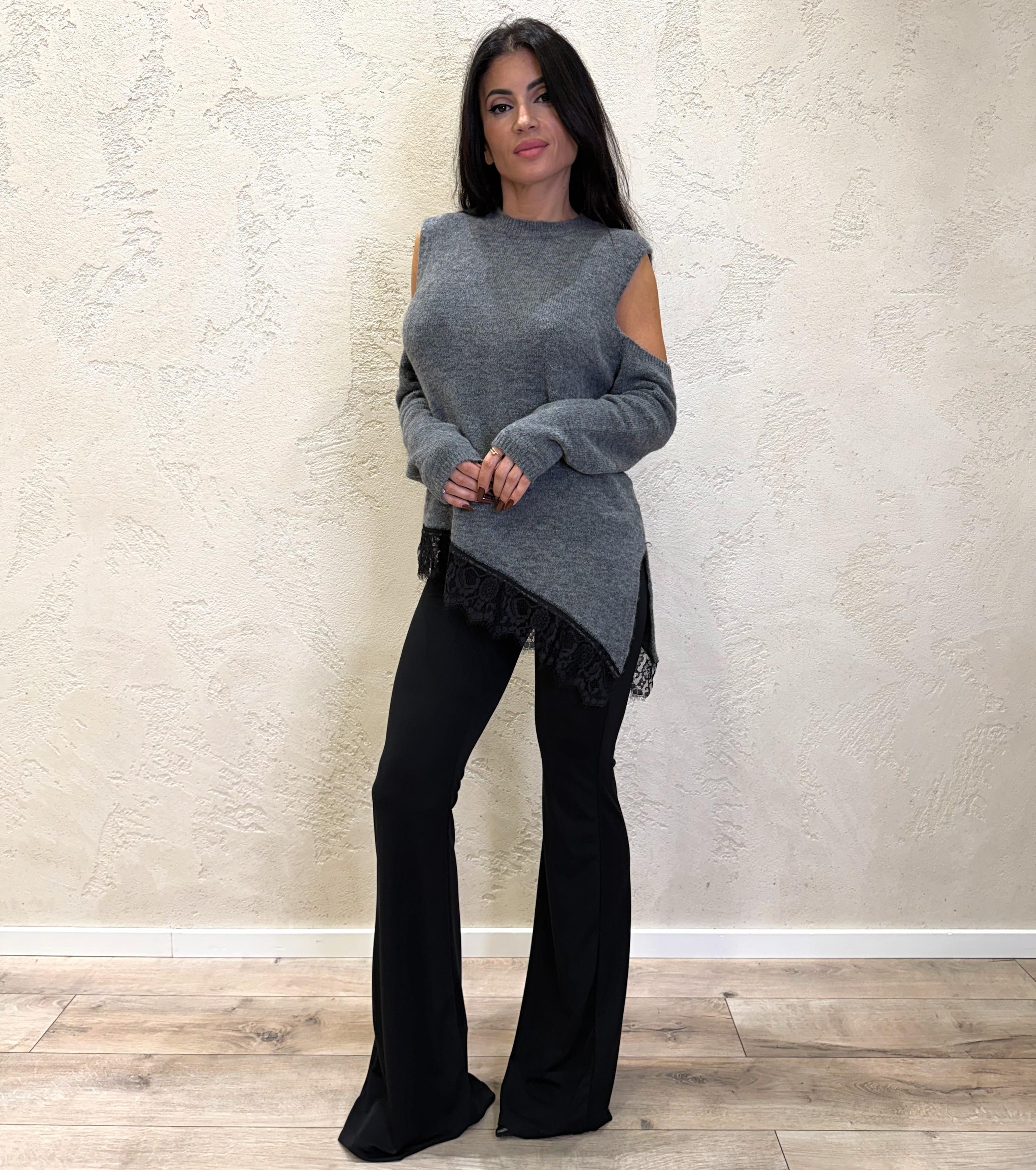 pull cut out con inserti in pizzo MFP-P185 GRIGIO HAVEONE 