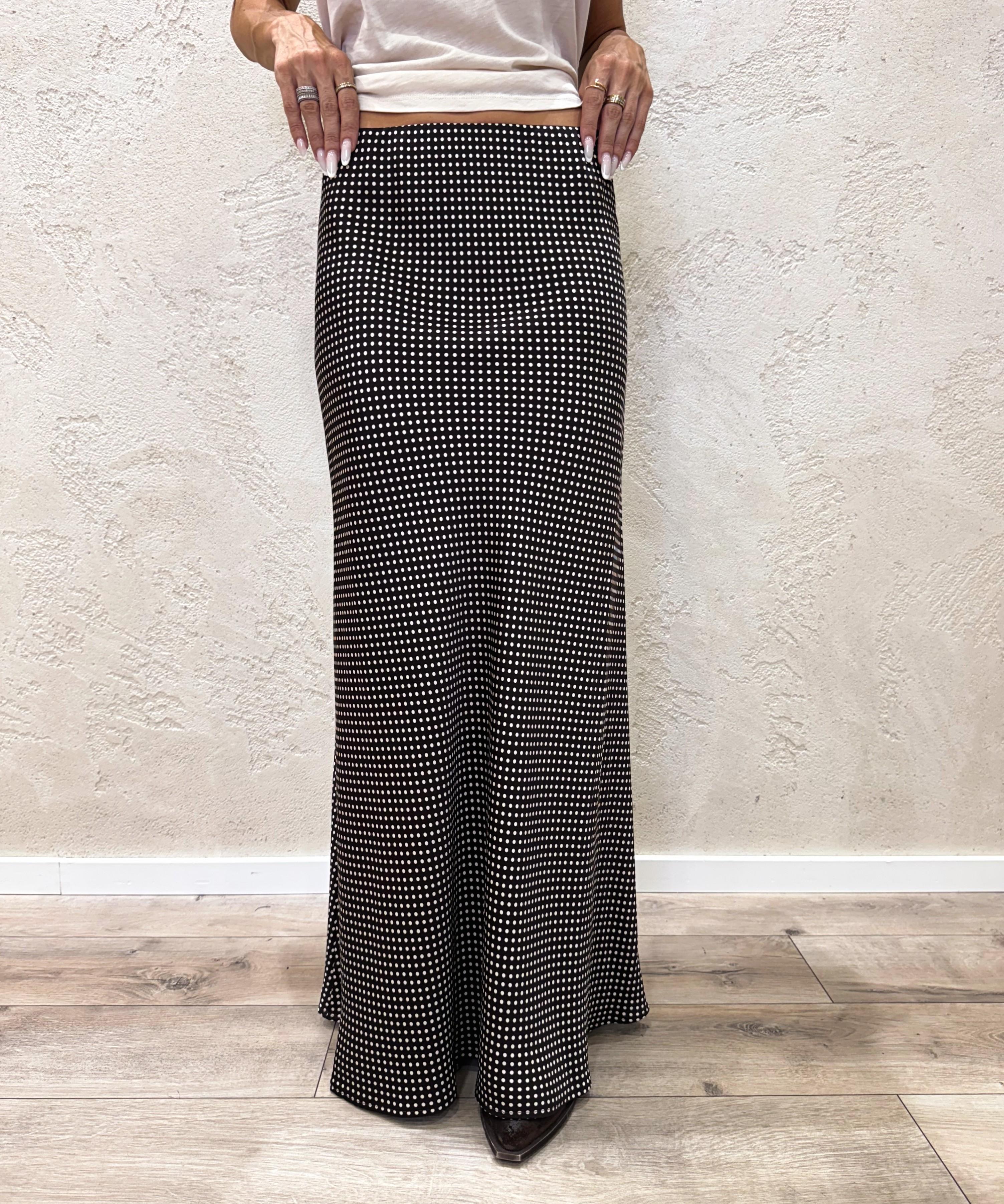 gonna lunga satinata a pois TF0642 MORO VICOLO 