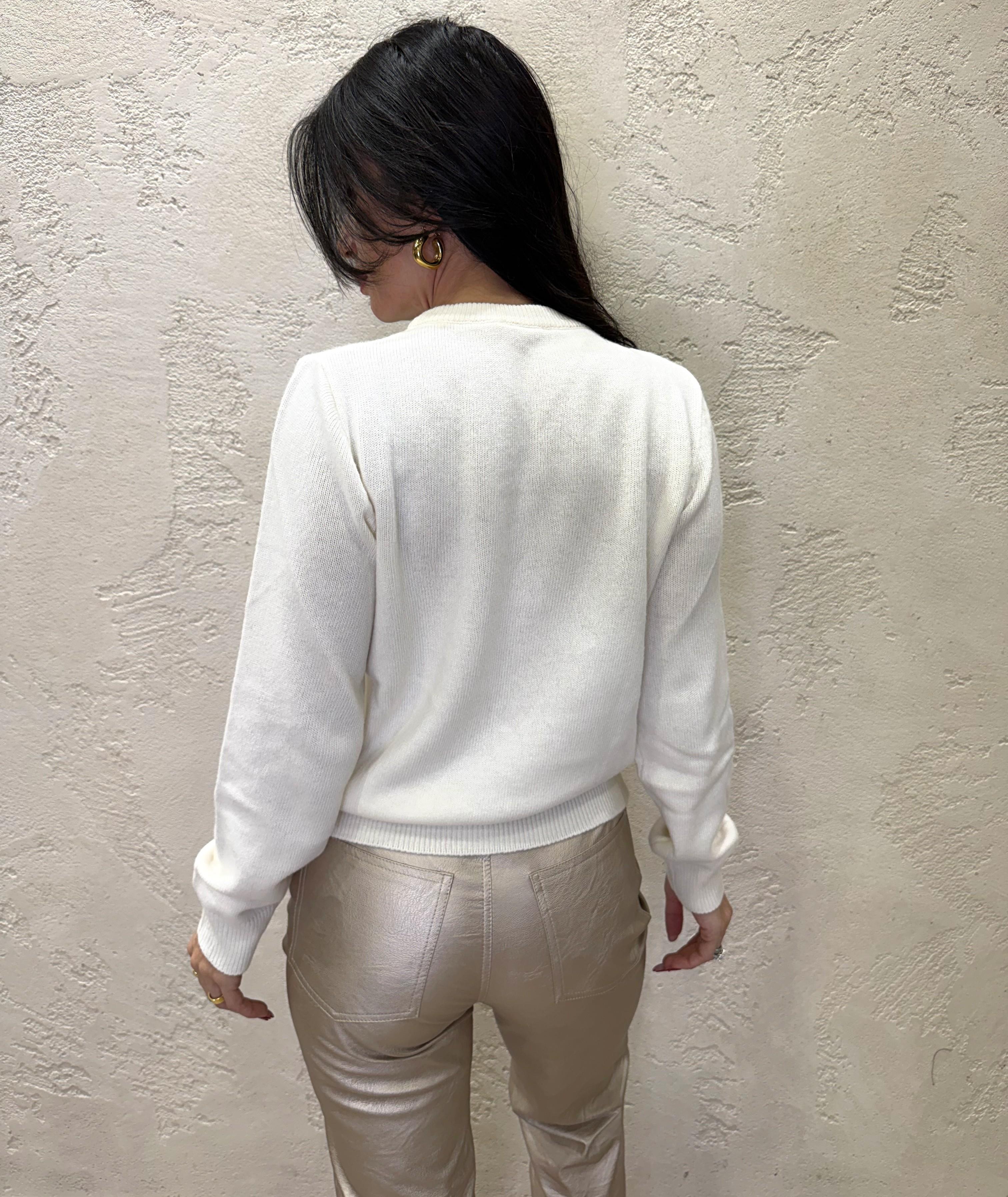 pull misto lana e cashmere con patch orso con scii 77324 BURRO VICOLO 