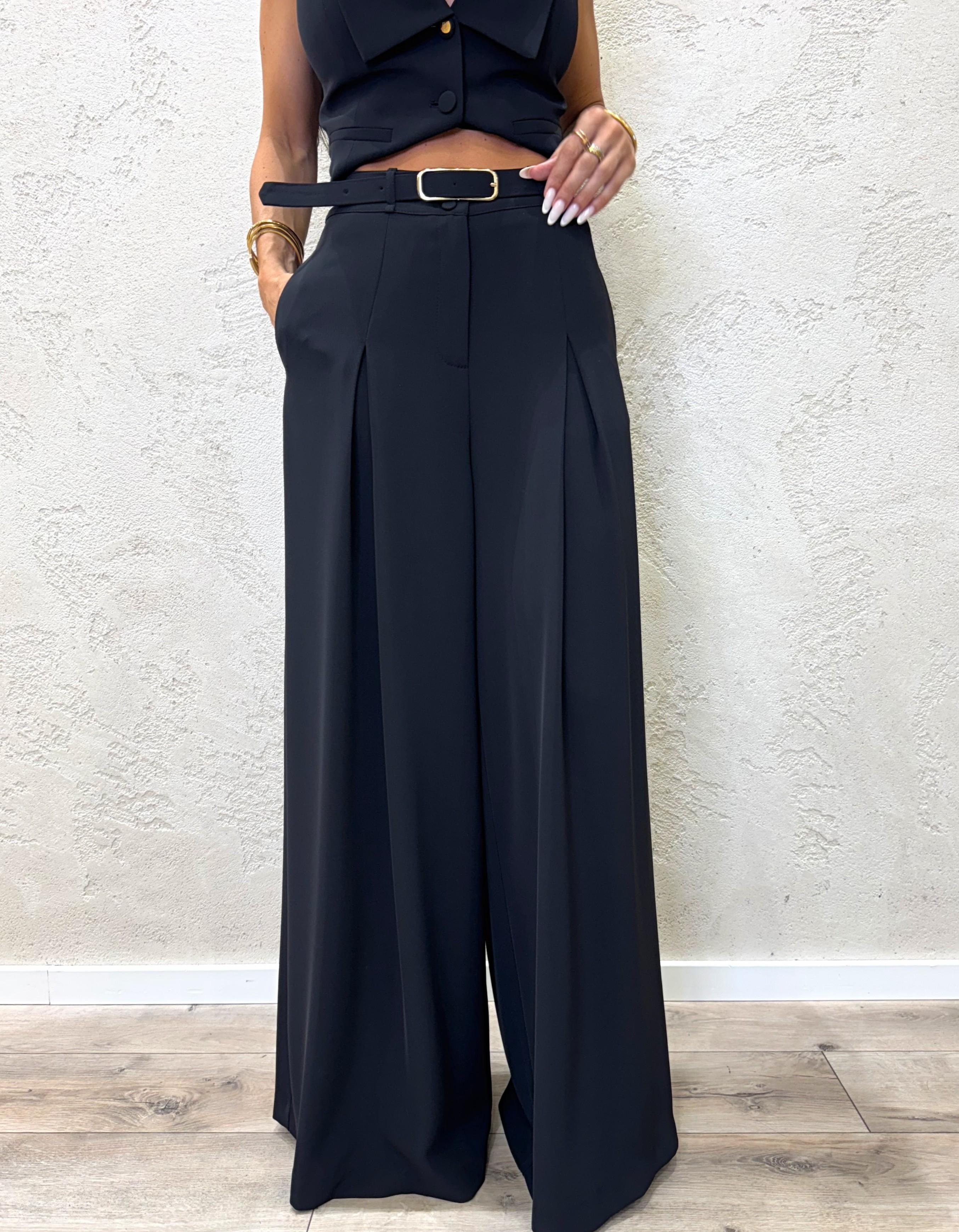pantalone ampio con pinces PEZ3KHXC NERO IMPERIAL 