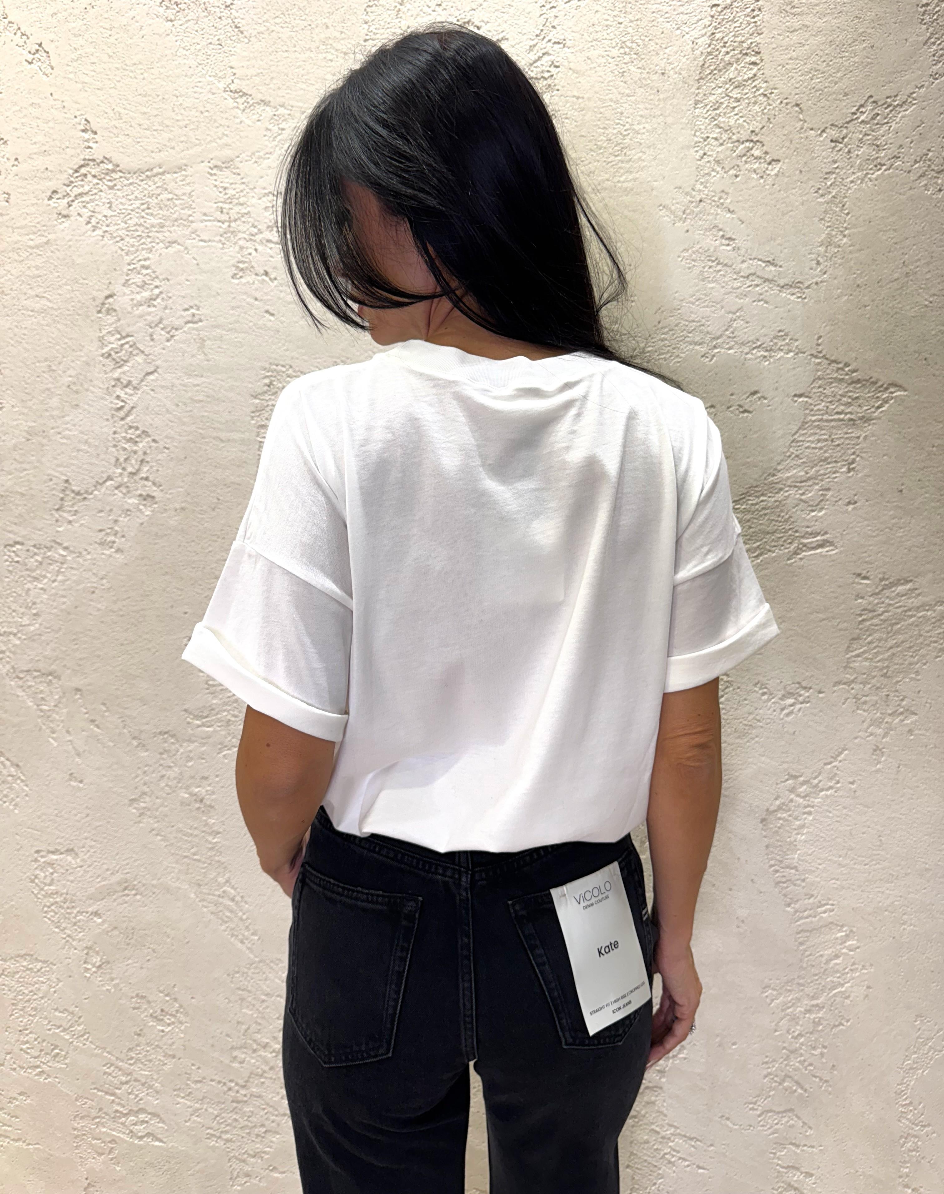 t-shirt oversize con stampa beagle foulard RF0179 BURRO VICOLO 
