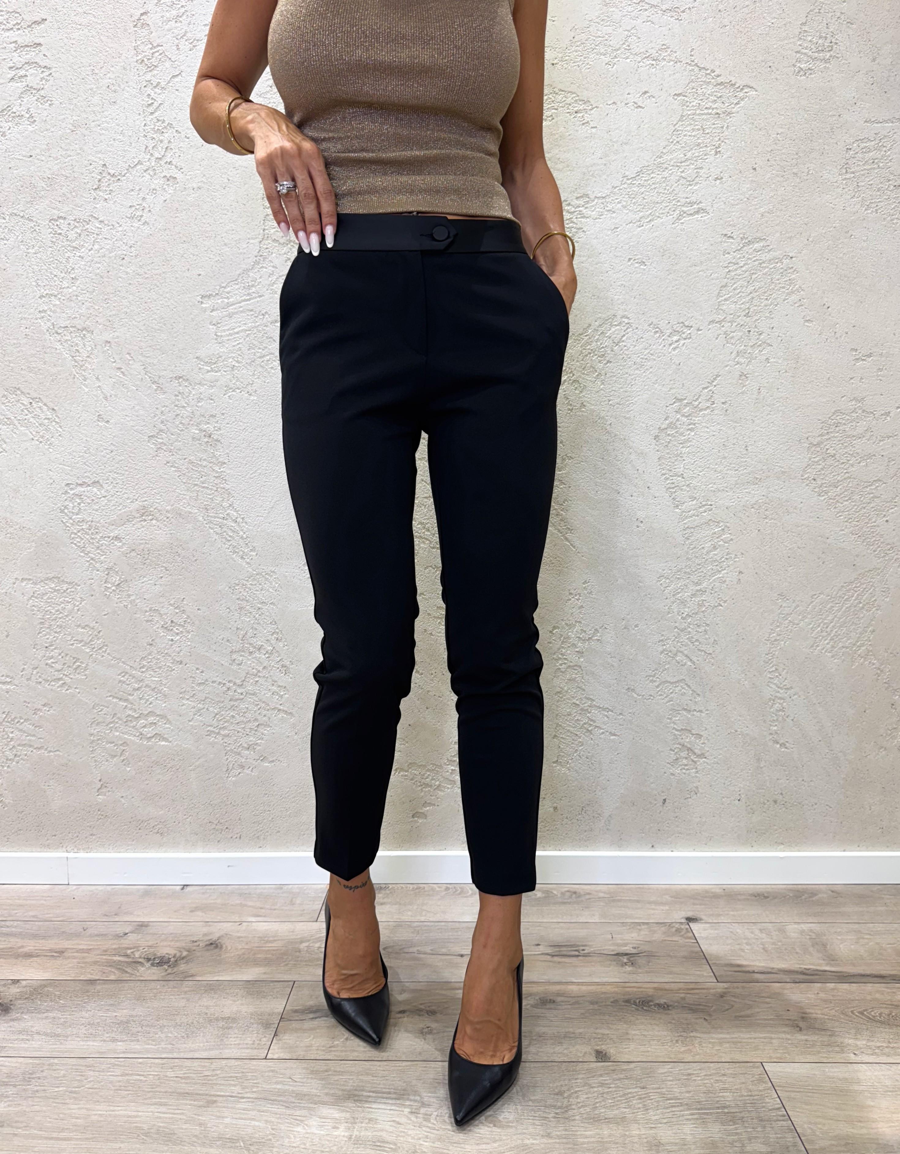 pantalone a sigaretta in crepe elasticizzato PVN2KAW NERO IMPERIAL 