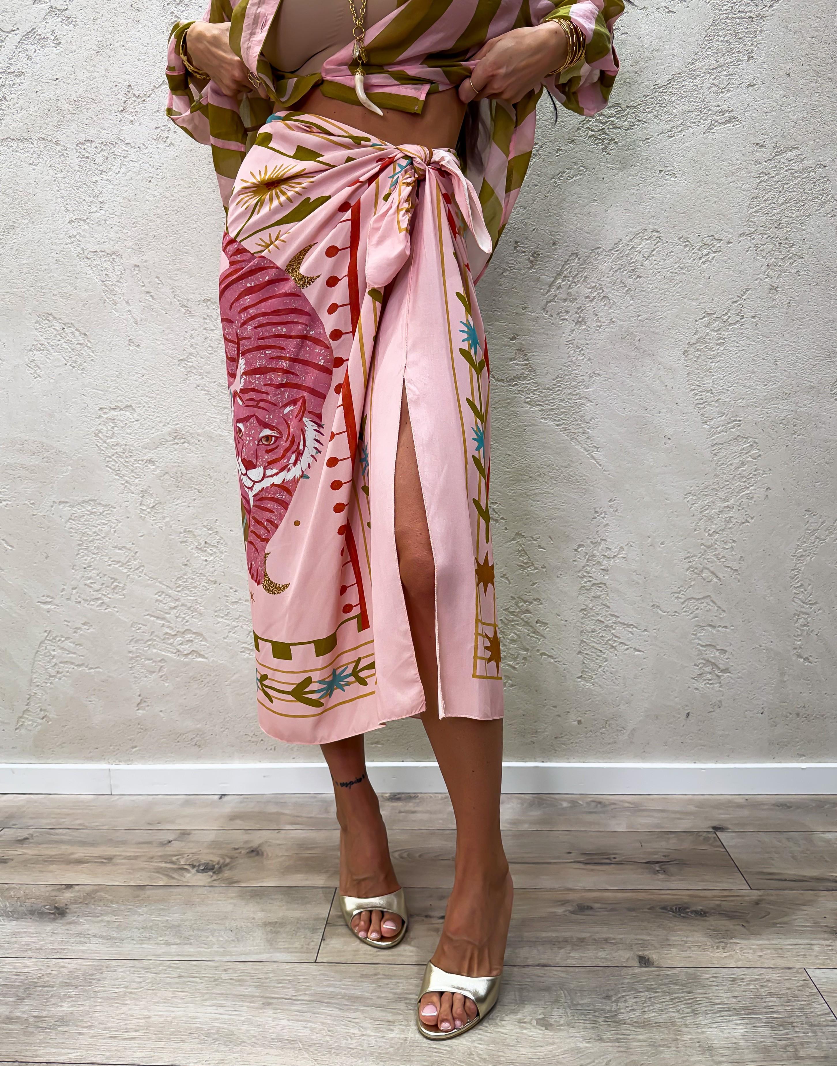 gonna midi pareo foulard tigri GVS-Q229 FANTASIA HAVEONE 