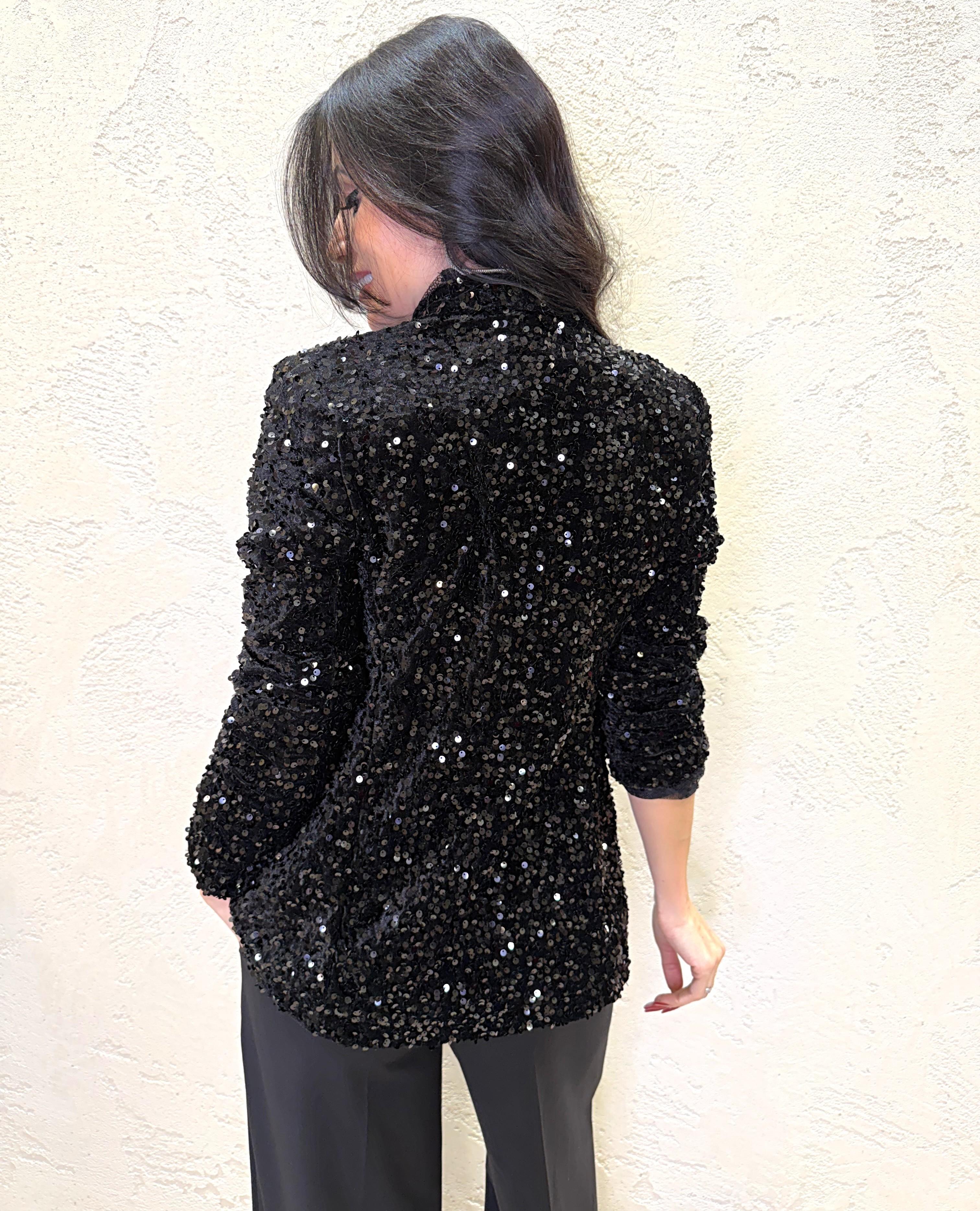 blazer in pailettes J99900670 NERO IMPERIAL 