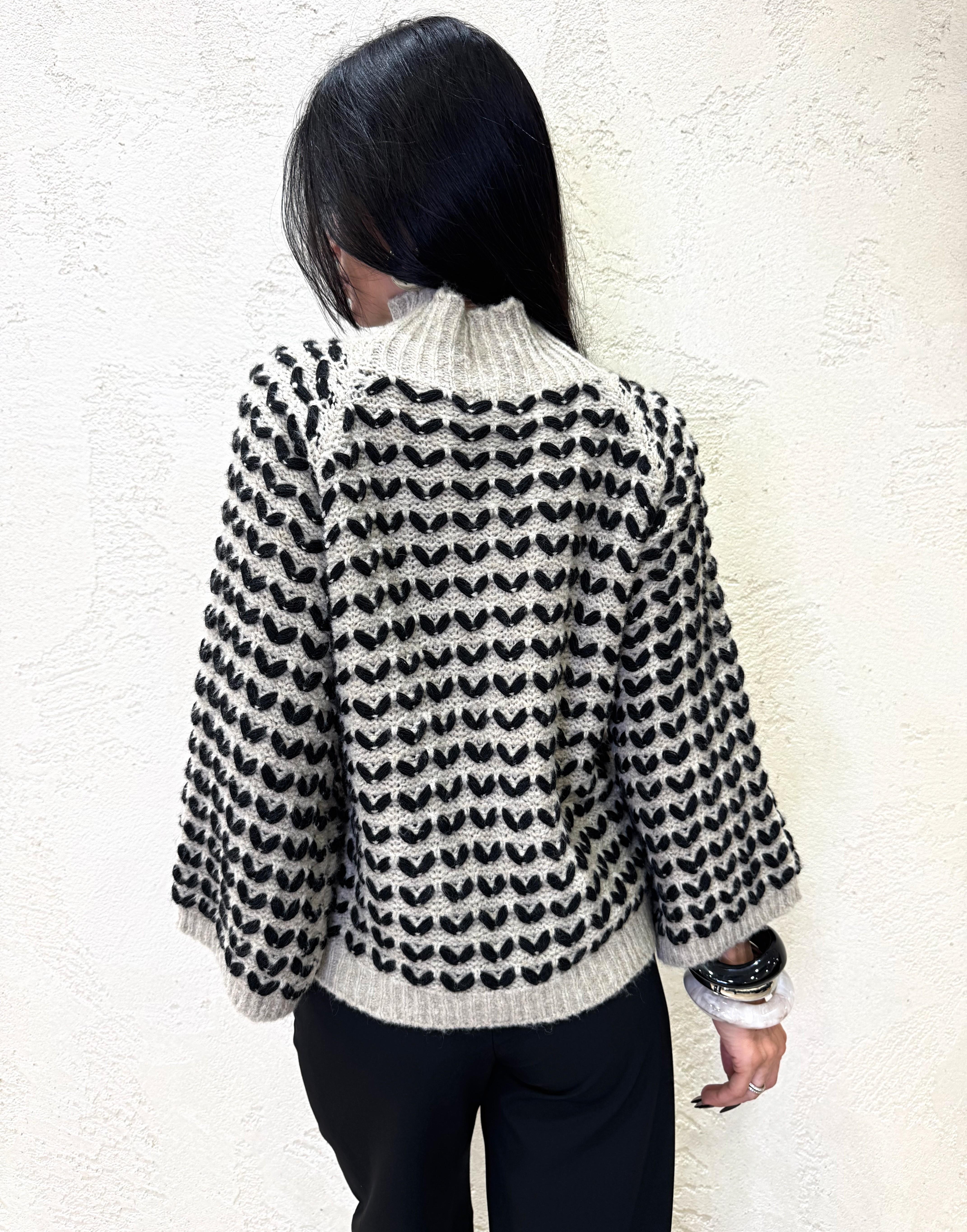 pull doppio colore MCUORE BEIGE/NERO ELEVI 