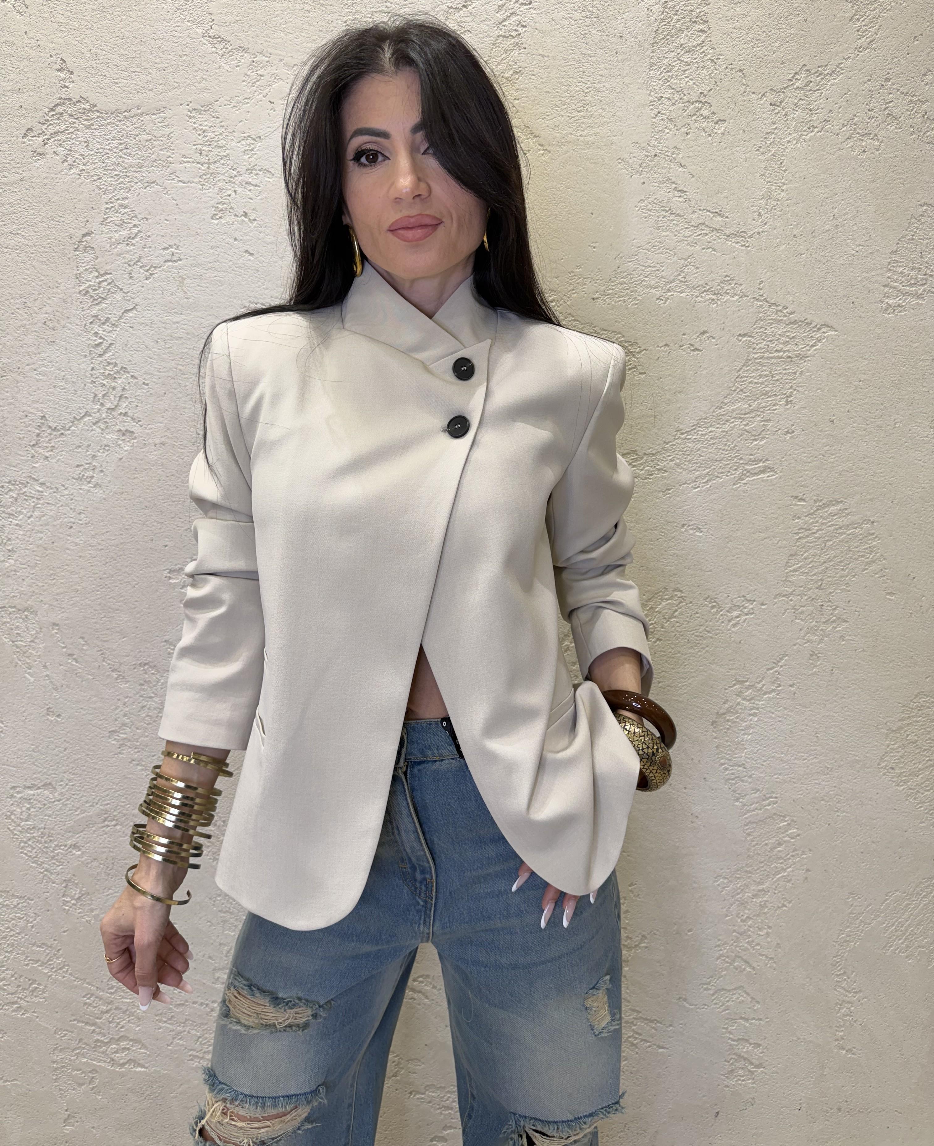 blusa in pizzo con lacci frontali TAB1521 BURRO VICOLO 