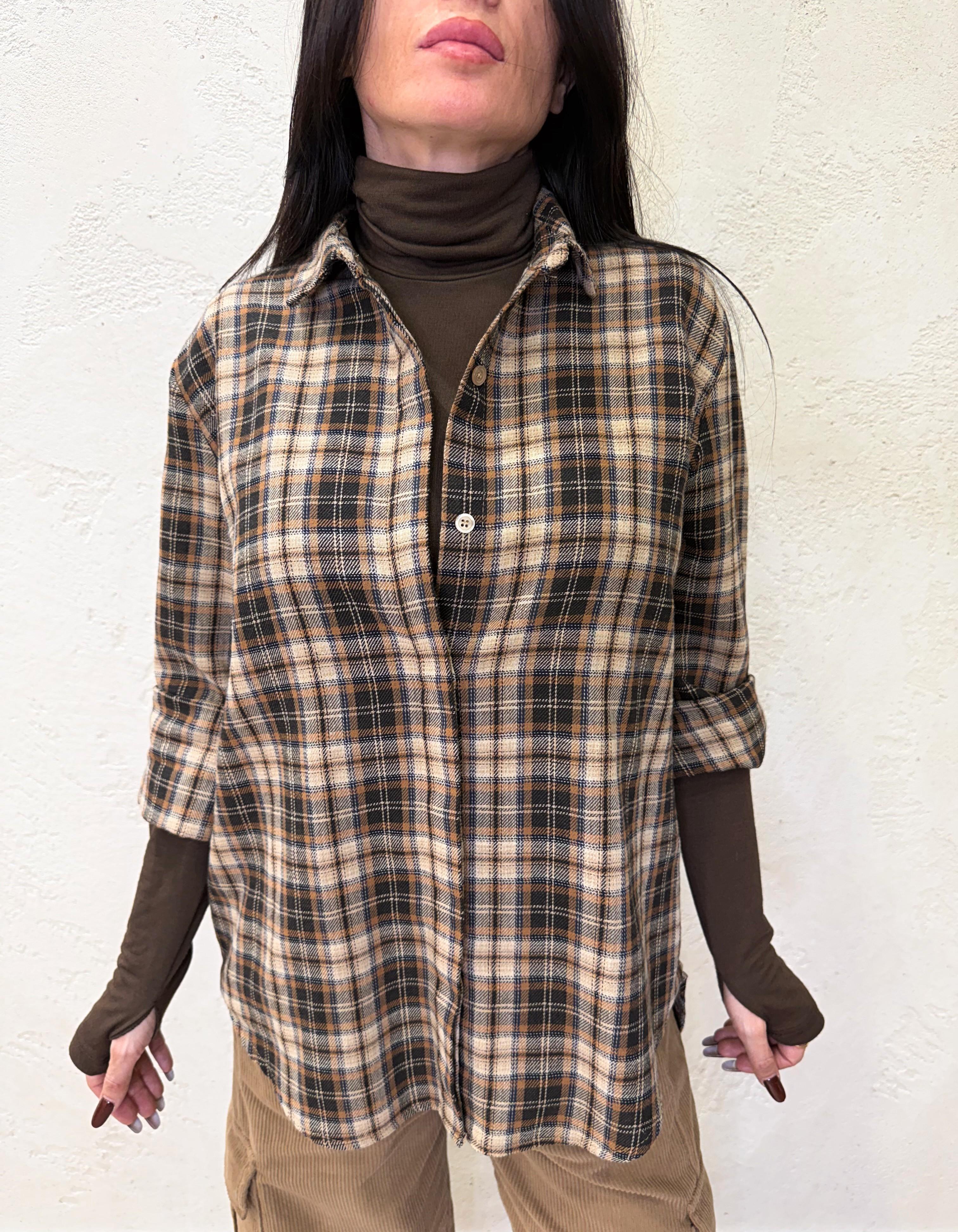 camicia check CJK-P134 BLU/CAMMELLO HAVEONE 