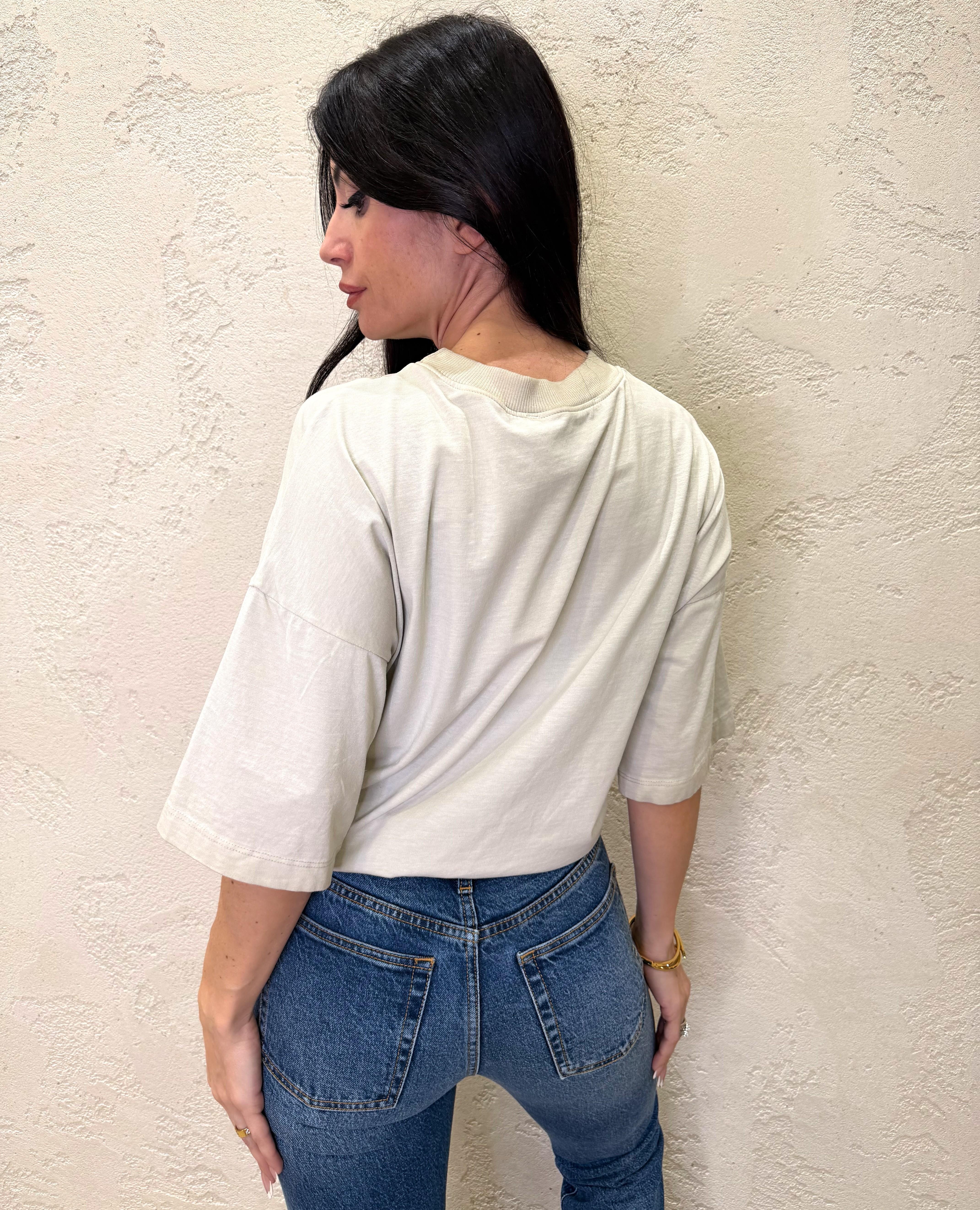 t-shirt stone washed con stampa aquila FFW-Q008 SABBIA HAVEONE 