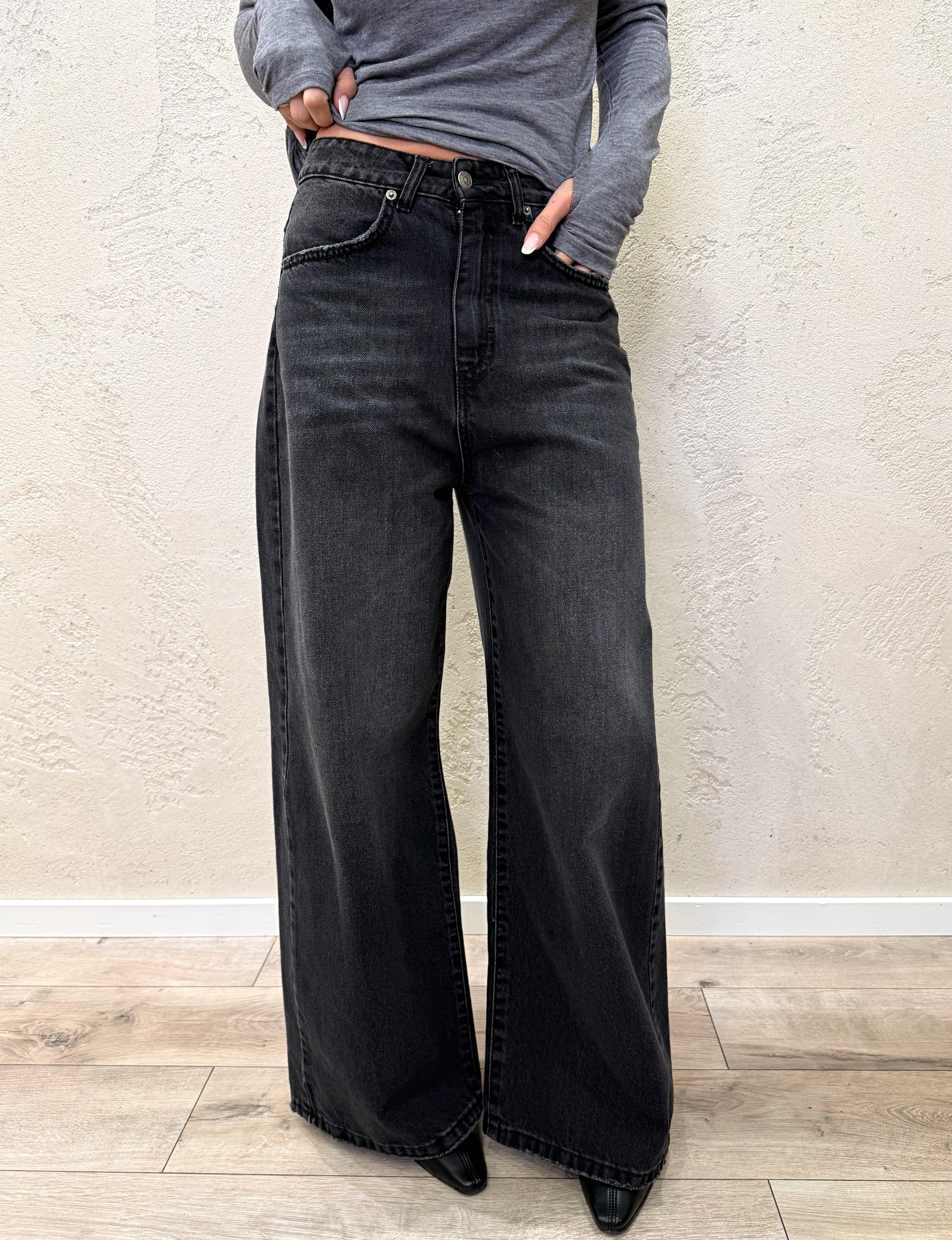 jeans modello giusi a palazzo GIUSI-ZANE NERO TENSIONE IN 