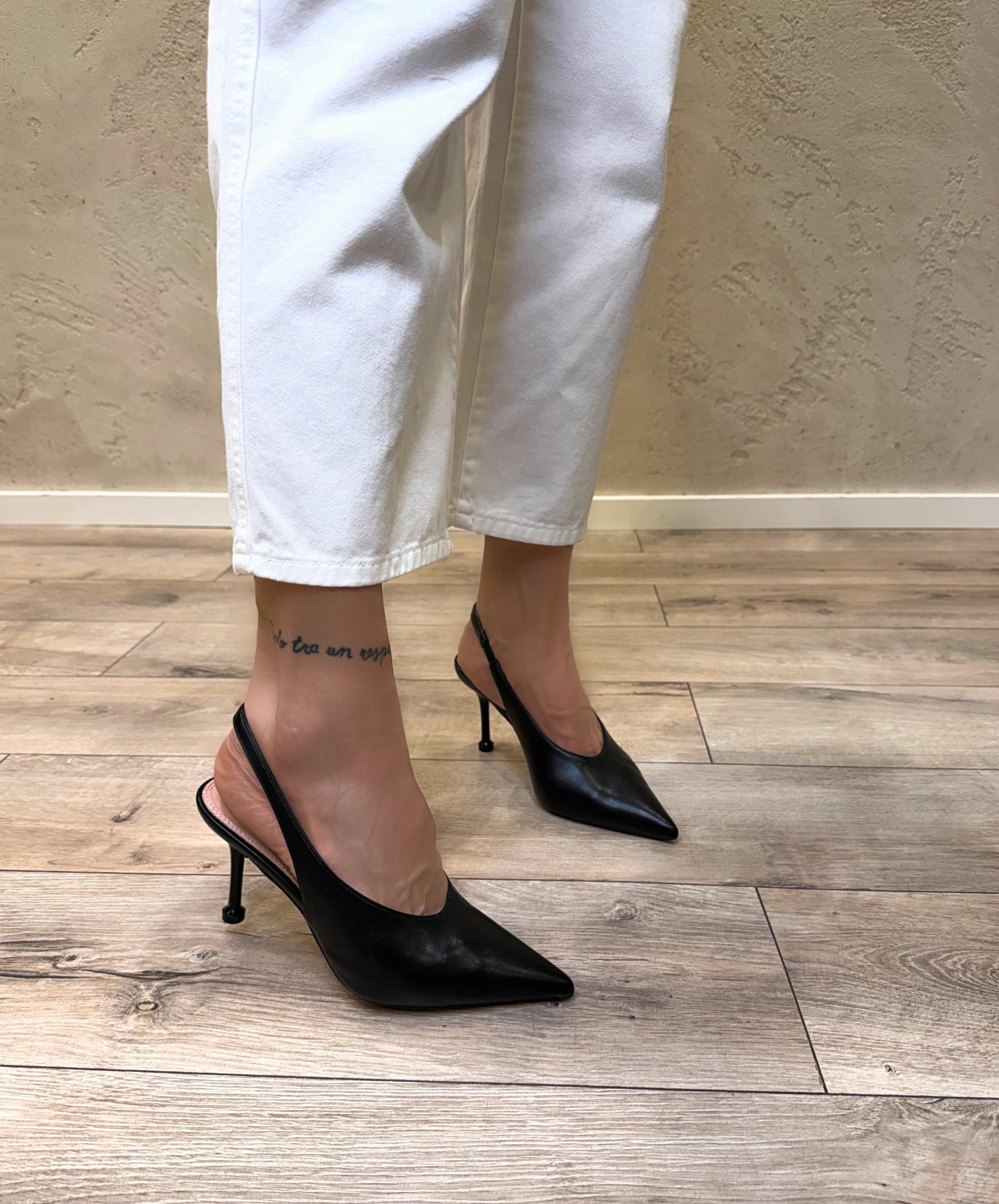 slingback in ecopelle GD416 NERO OVYE' 