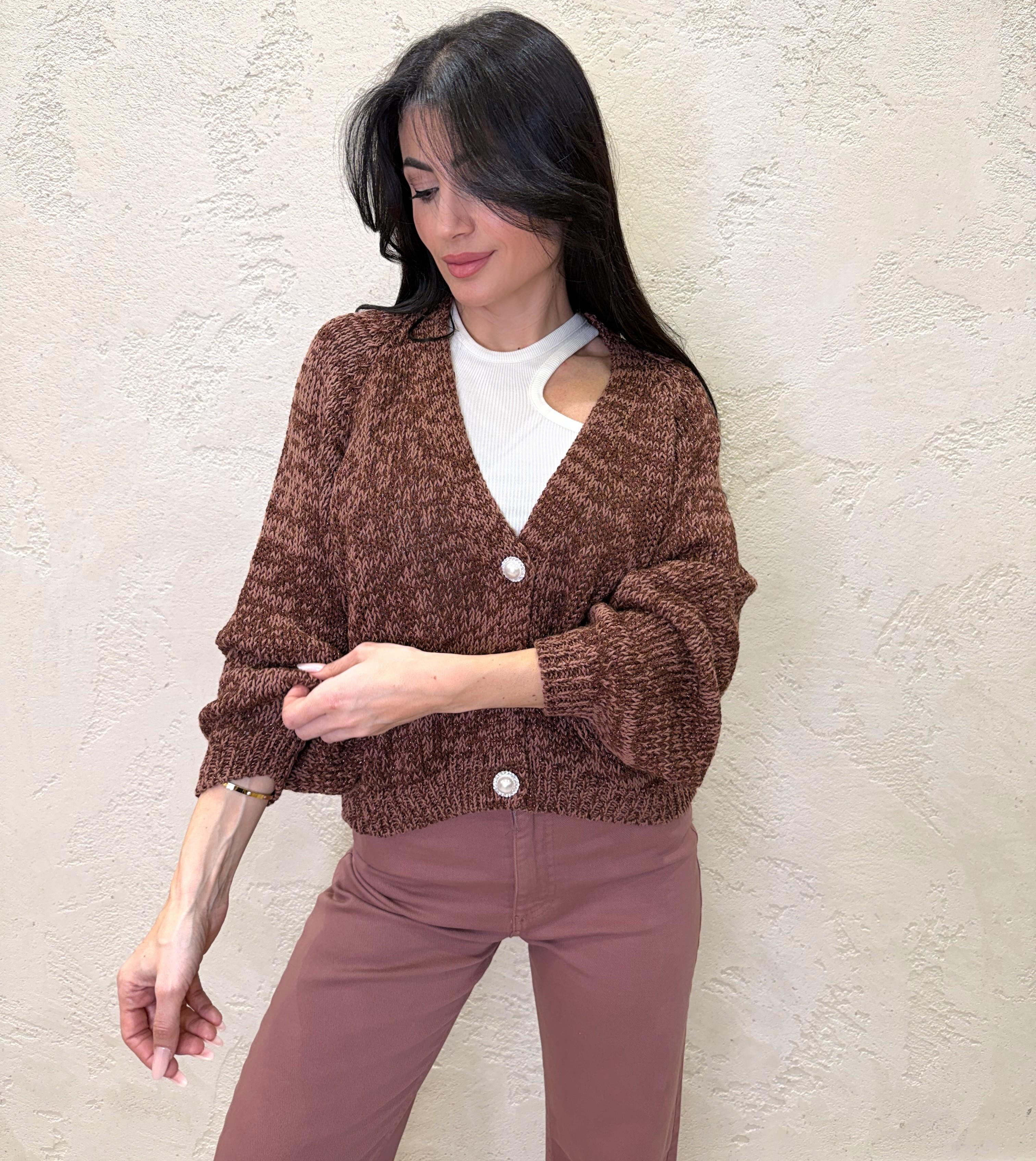 cardigan in lurex con bottoni gioiello JIT-Q008 PHARD HAVEONE 