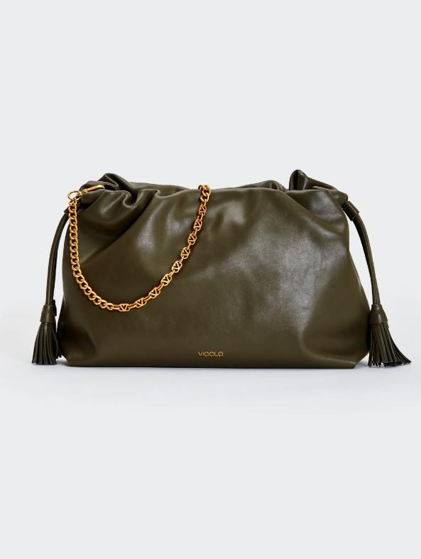 borsa tassel grande in ecopelle XAB0034 MILITARE VICOLO 