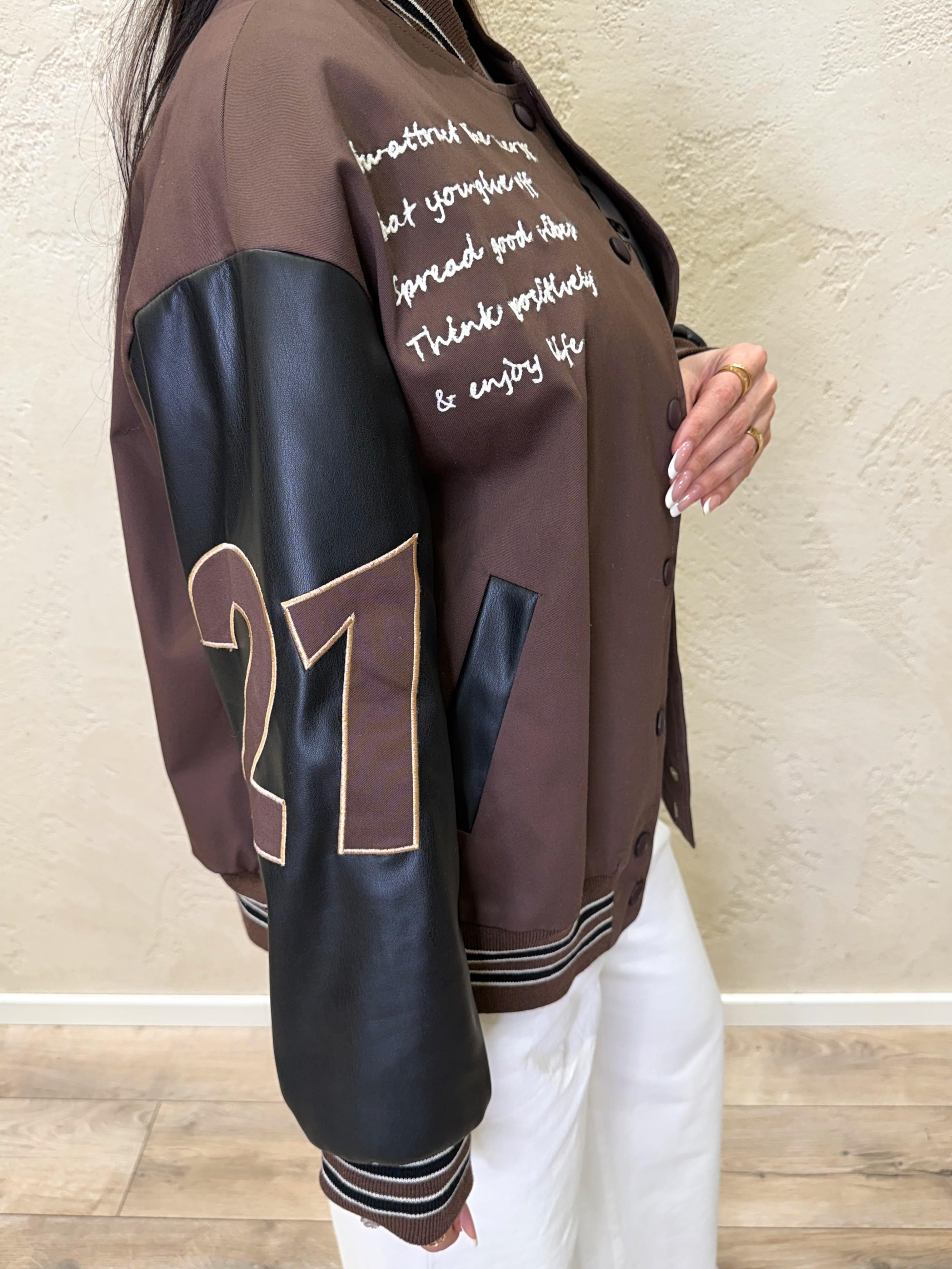 bomber varsity con patch RAB0030 MORO VICOLO 