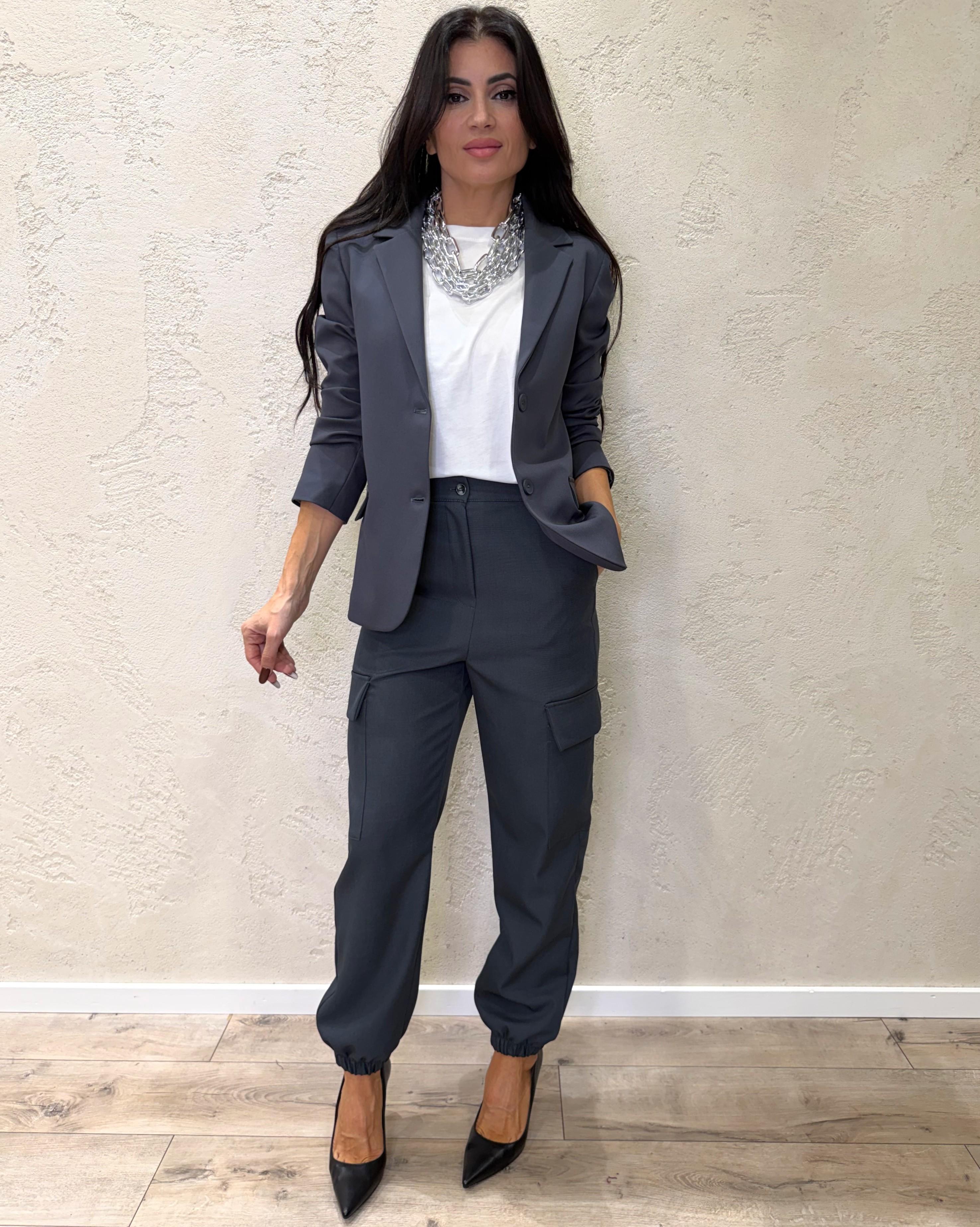 pantalone cargo con polsino TF1041 PIOMBO VICOLO 