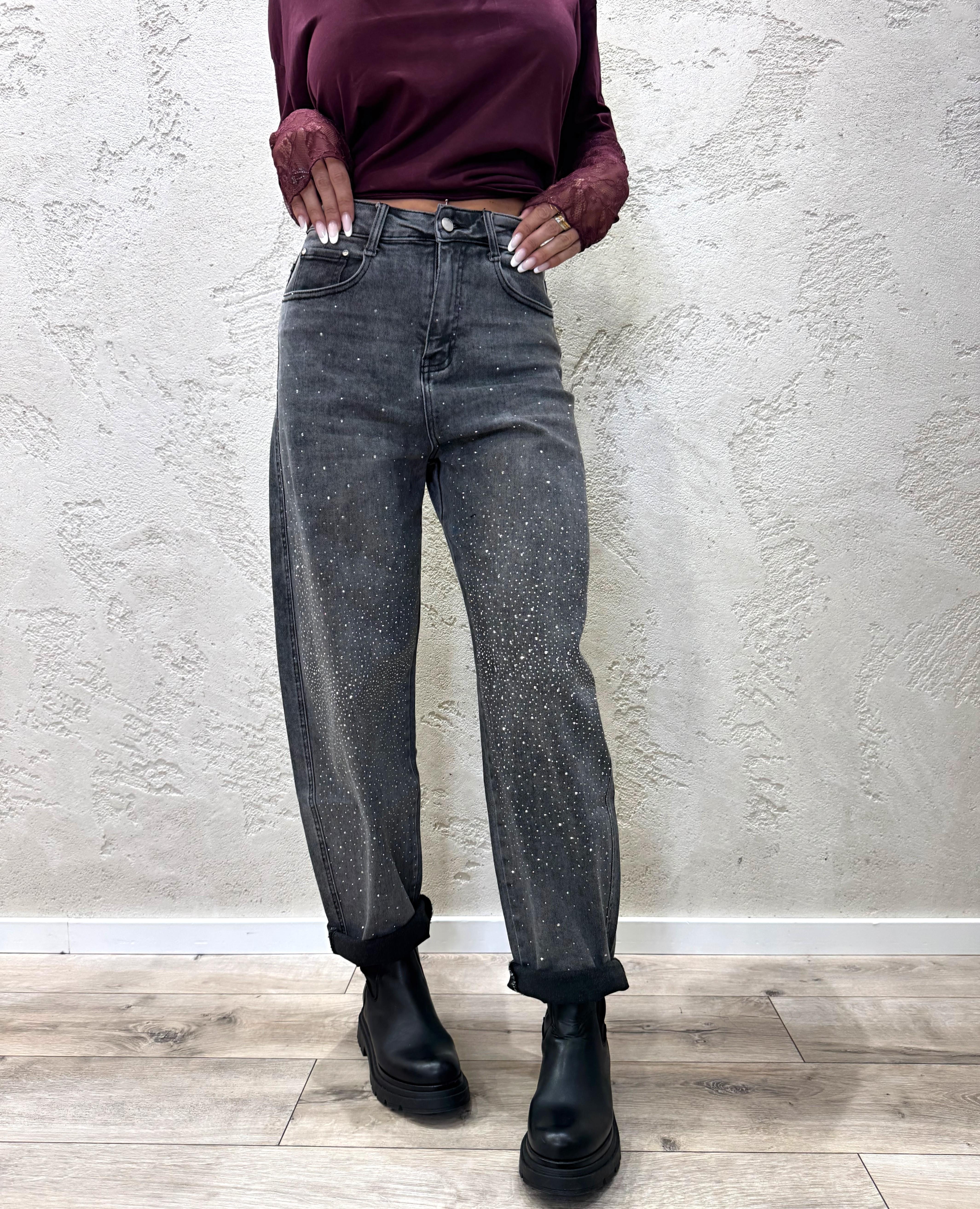 jeans balloon con strass sul davanti JBSTRASSGREY GRIGIO ELEVI 