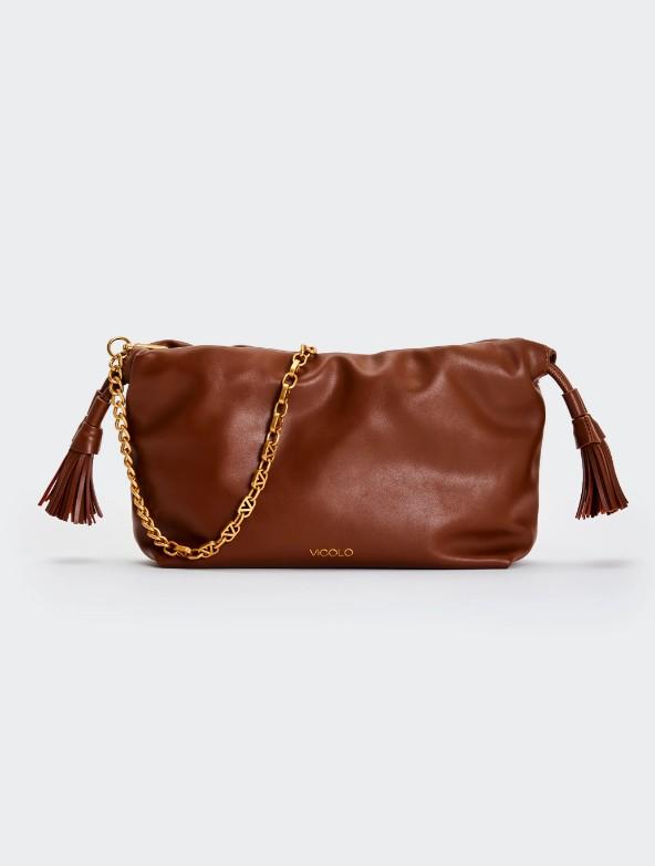borsa tassel piccola in ecopelle XAB0035 FONDENTE VICOLO 