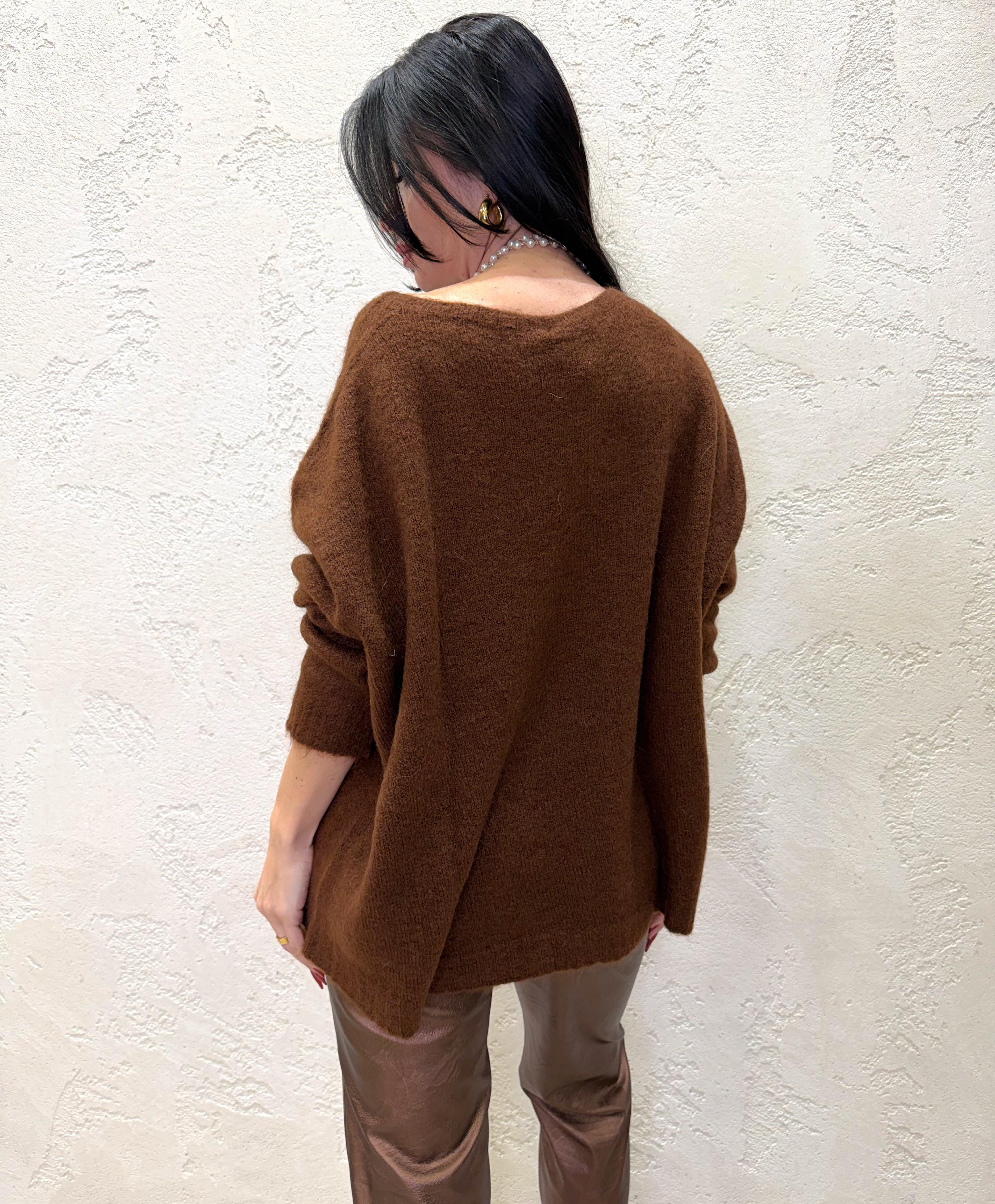 pull misto mohair a scatoletta vestibilità oversize 55225F MORO VICOLO 