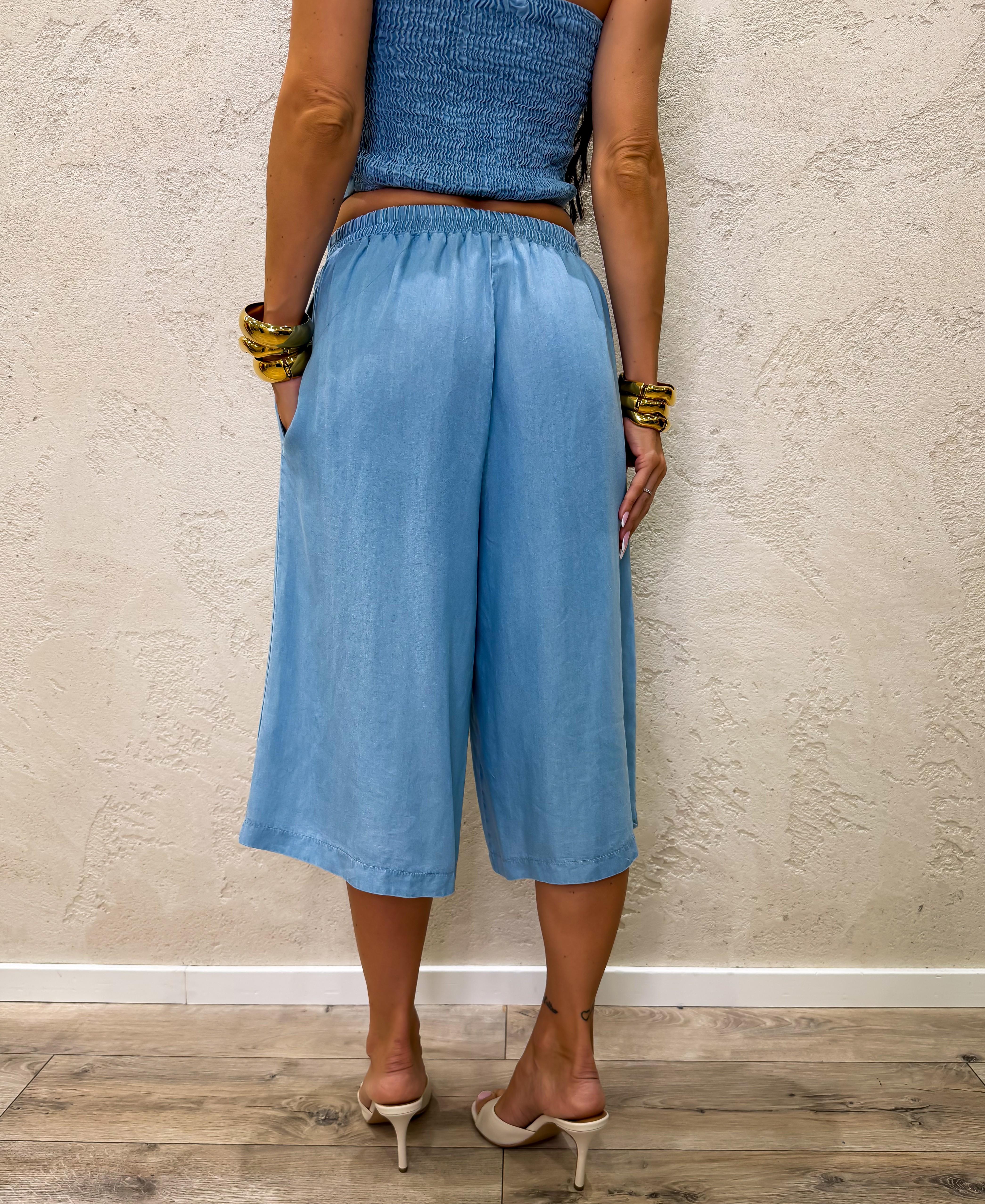 maxi bermuda in chambray leggero PE260189 AZZURRO TENSIONE IN 