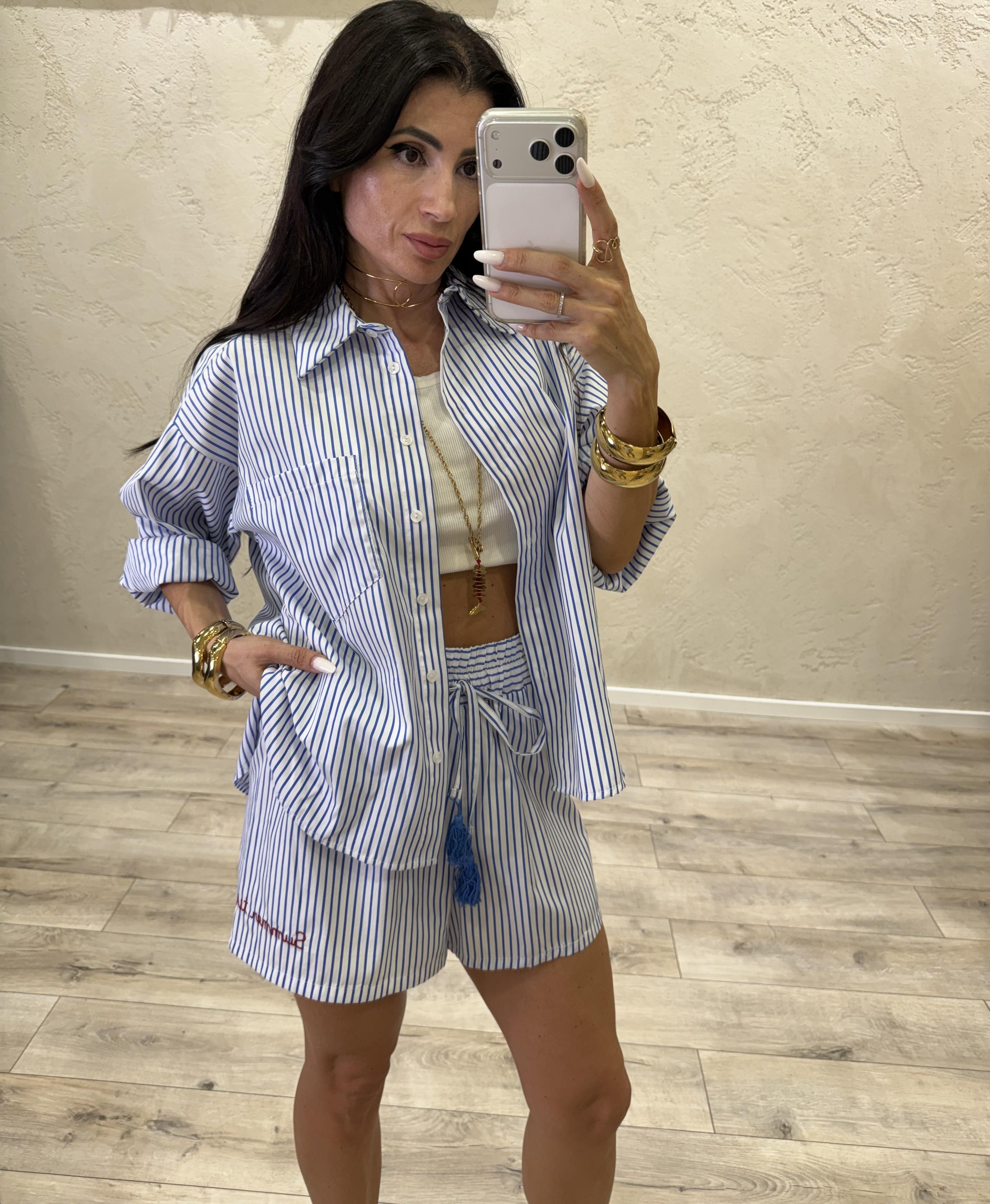 shorts gessato "summer time" S26PJ30 BIANCO/BLU TENSIONE IN 
