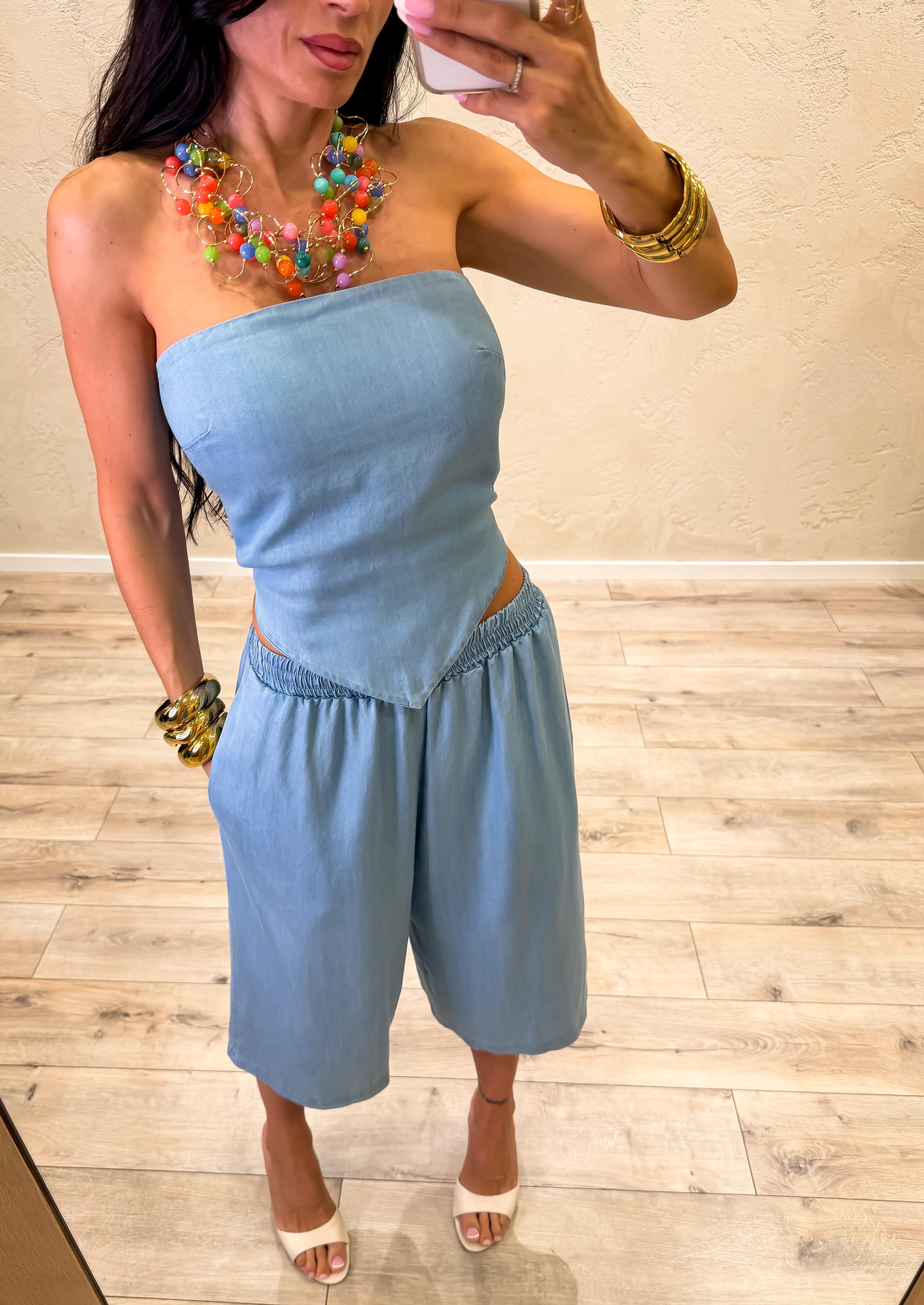 top a fascia in chambray leggero PE260341 AZZURRO TENSIONE IN 