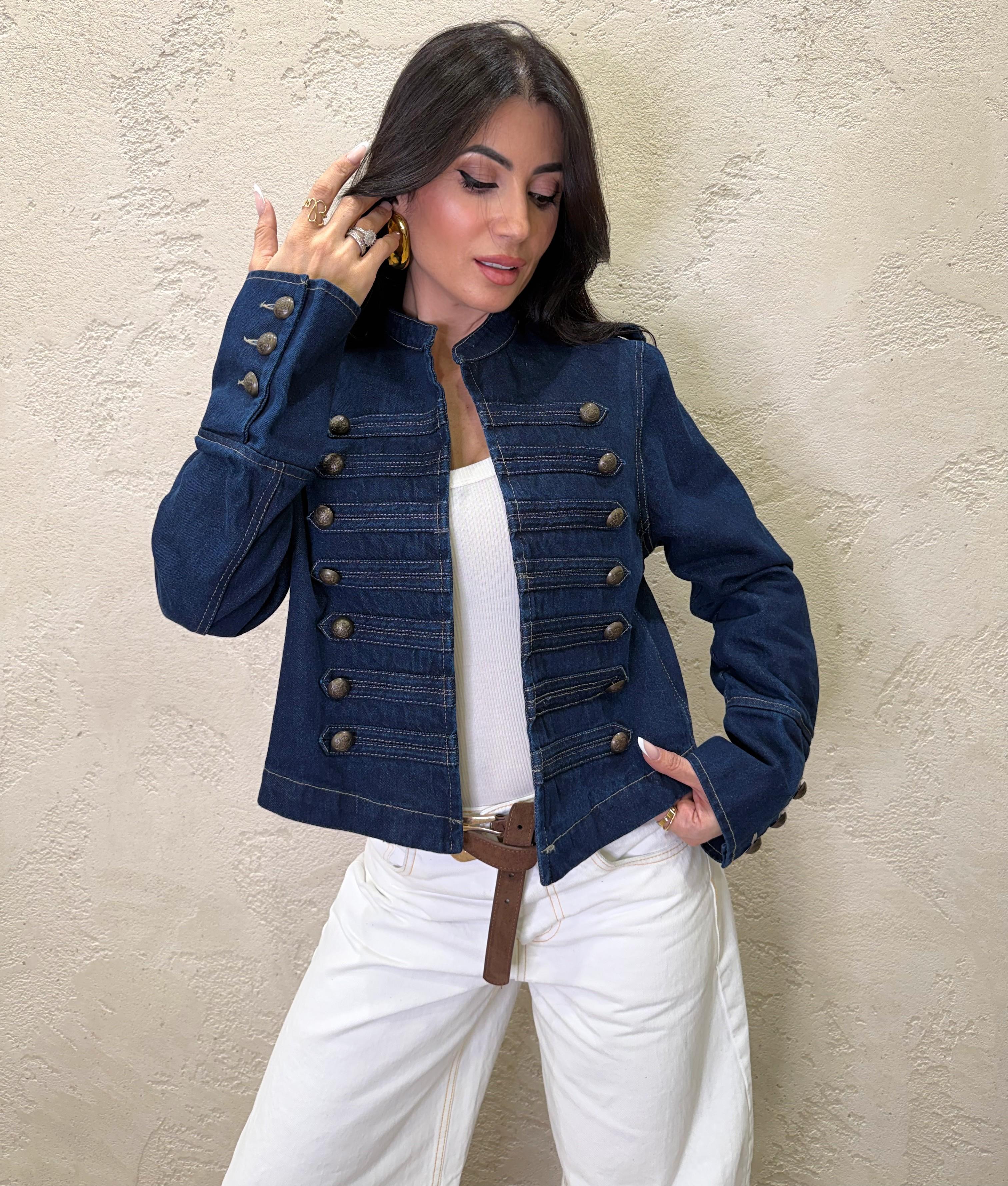 giacca napoleone in denim modello a scatoletta 38861 DENIM TENSIONE IN 