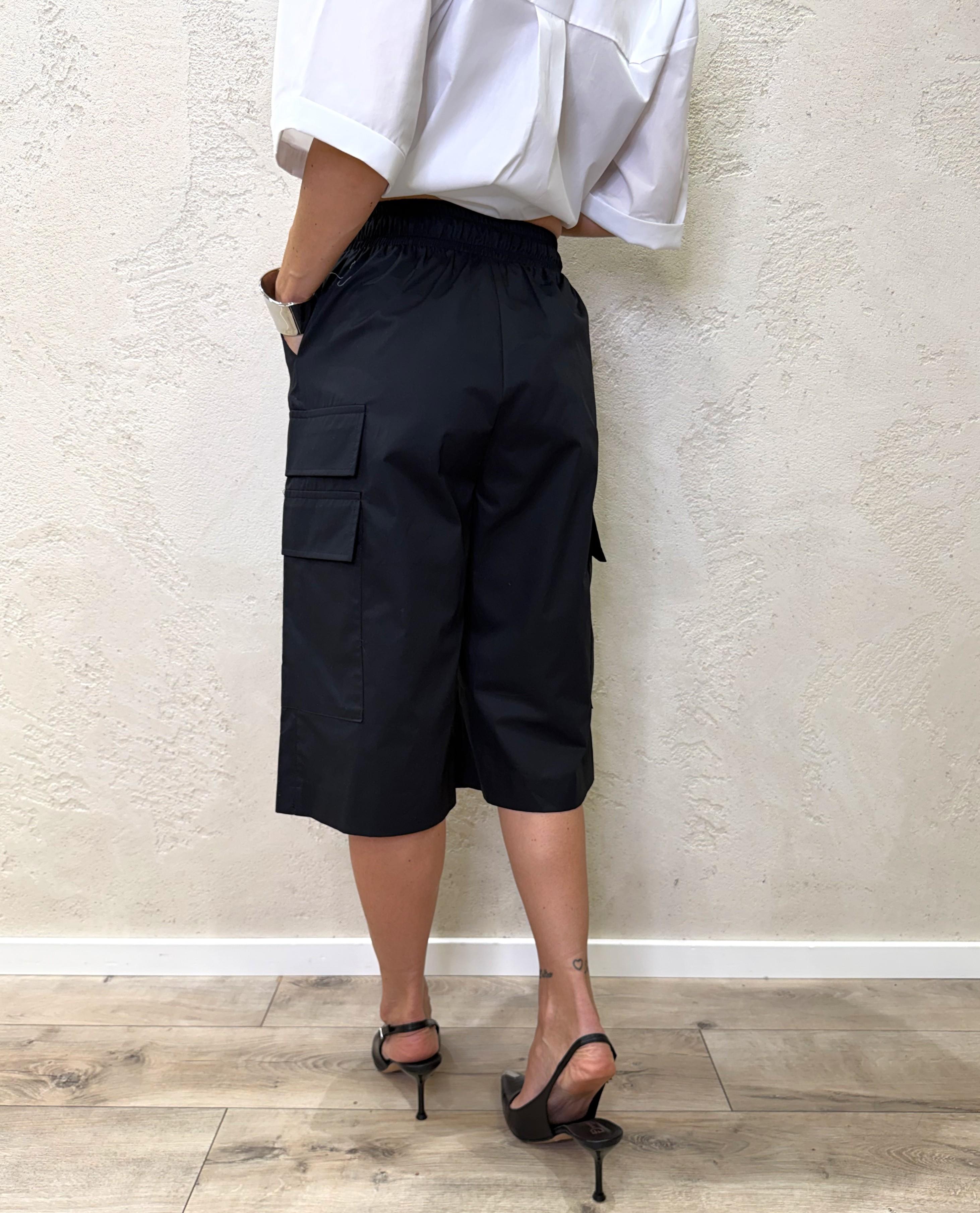 maxi bermuda cargo in cotone 26P5003 NERO TENSIONE IN 