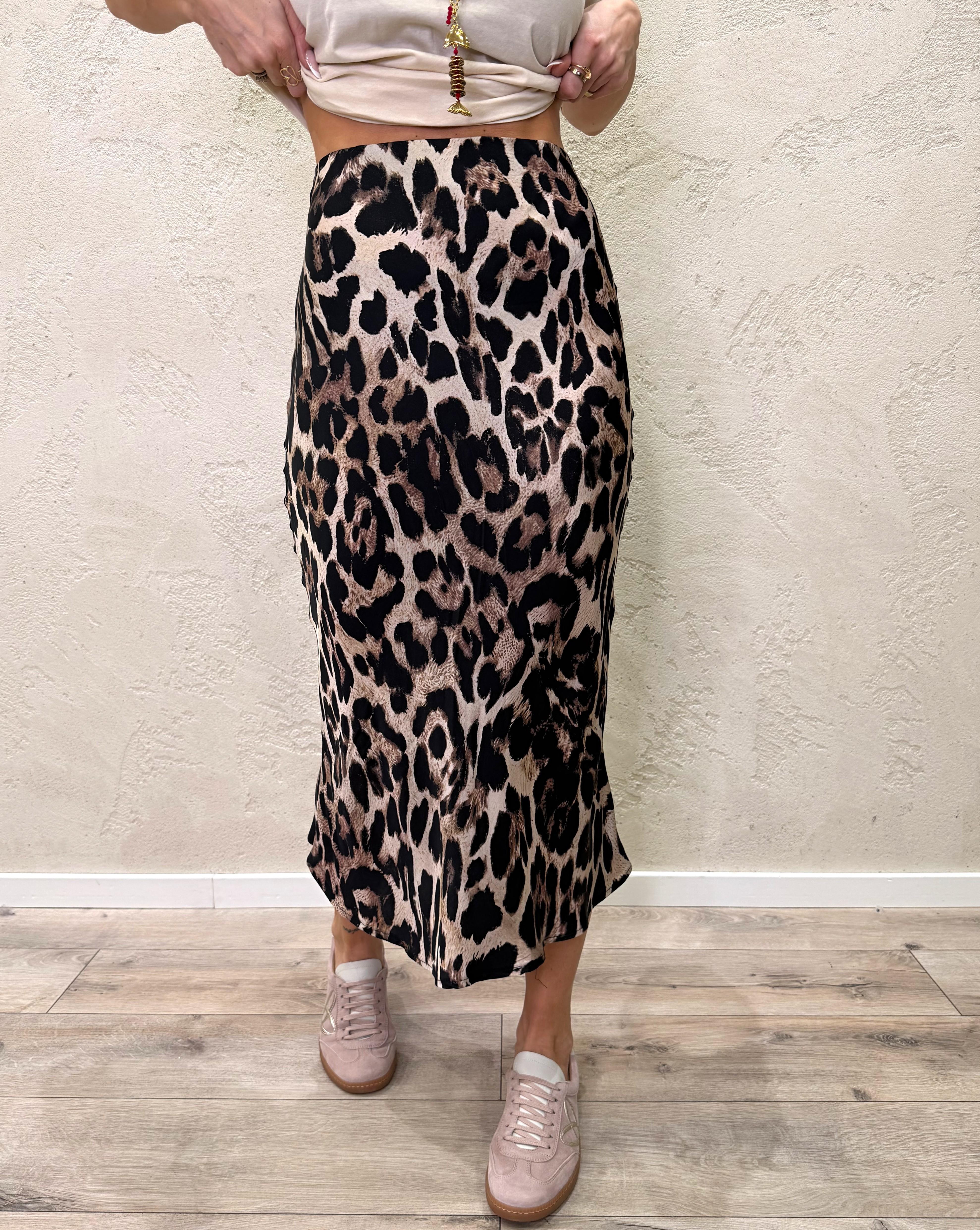 gonna lunga in satin leopardata 24208VM LEOPARDATO SUSY MIX 