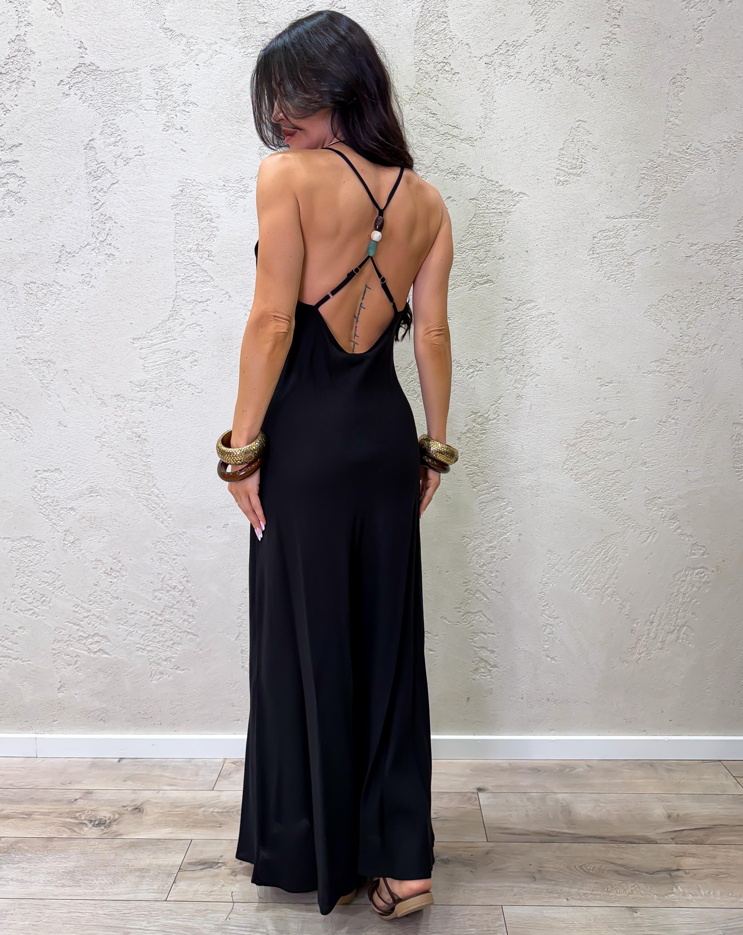 abito lungo in viscosa con accessorio V12610B672 NRO SUSY MIX 