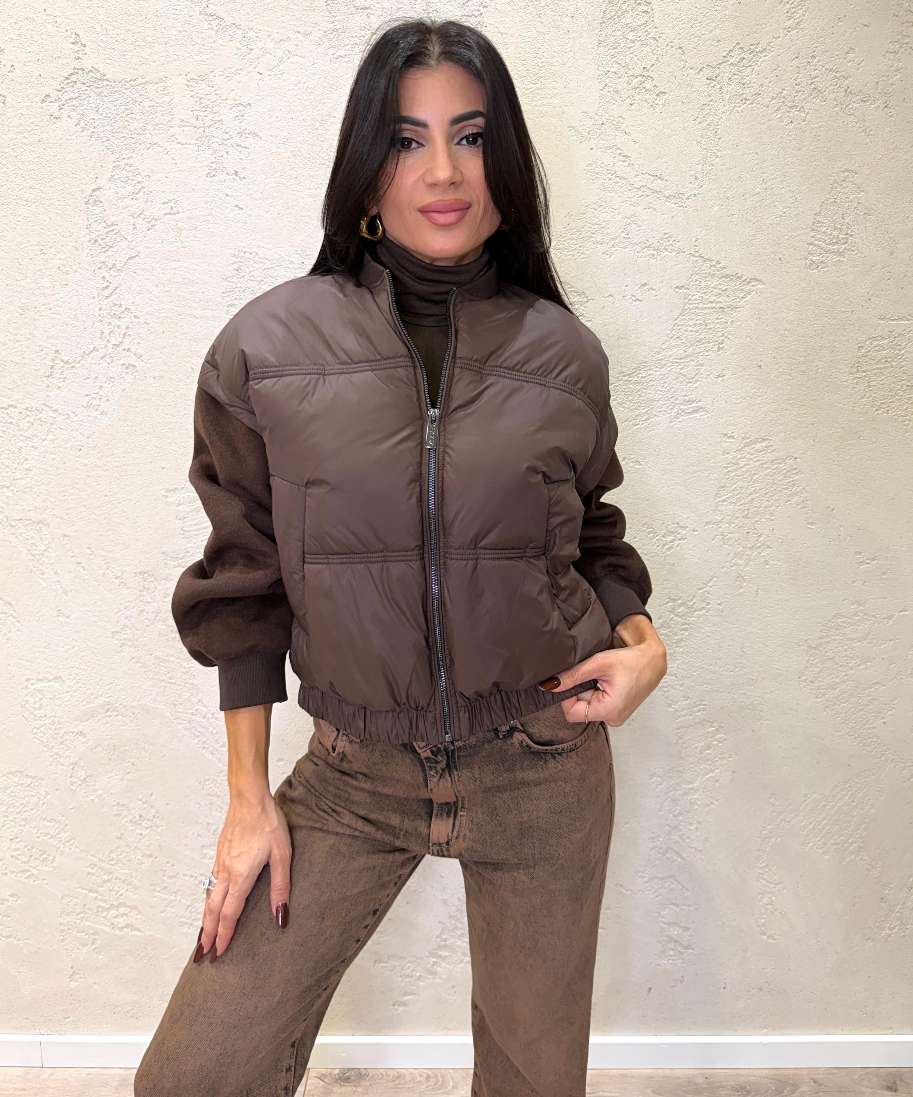 bomber imbottito con maniche in lana TF0037 CIOCCOLATO VICOLO 
