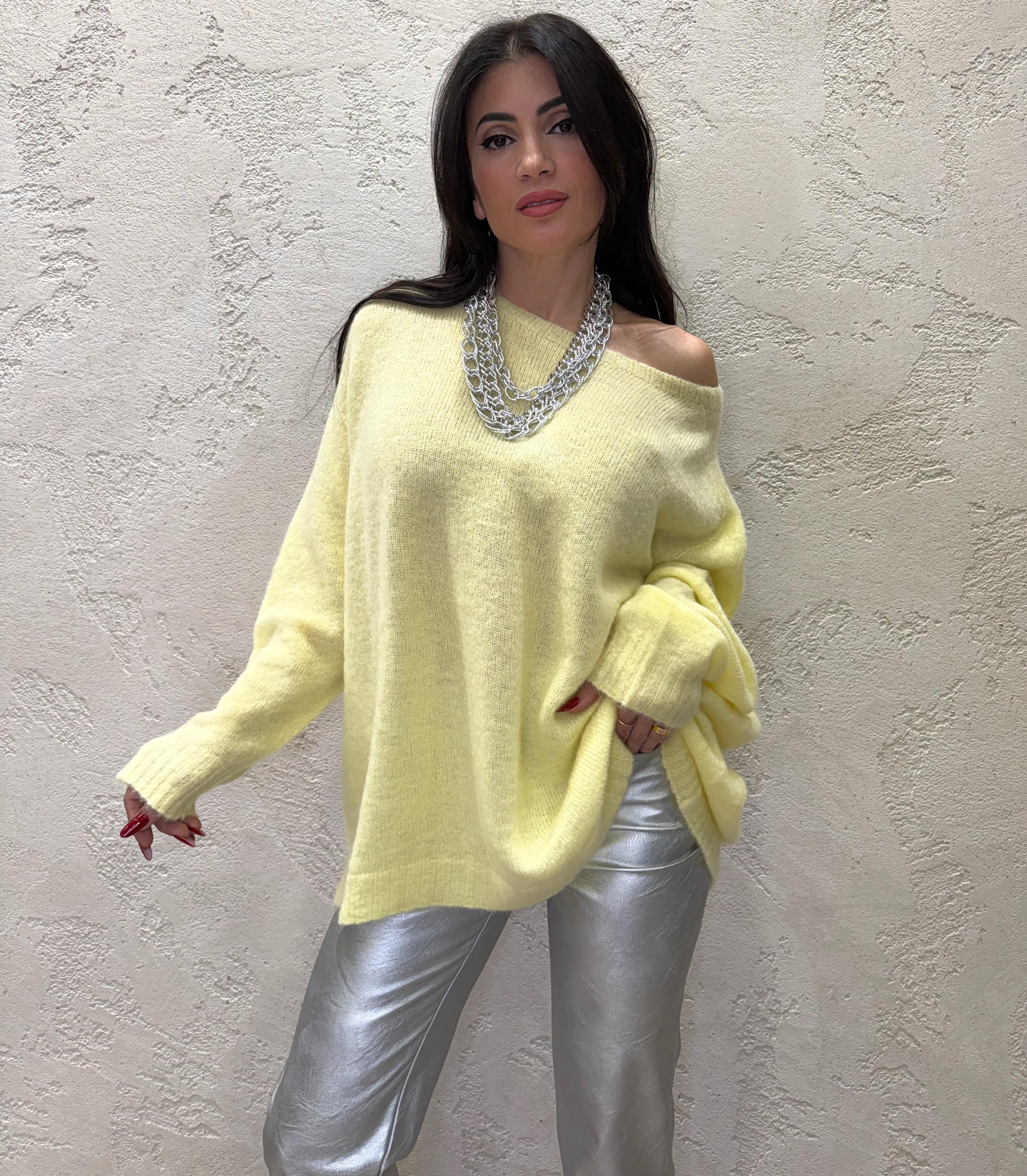 pull misto mohair a scatoletta vestibilità oversize 55225F GIALLO VICOLO 