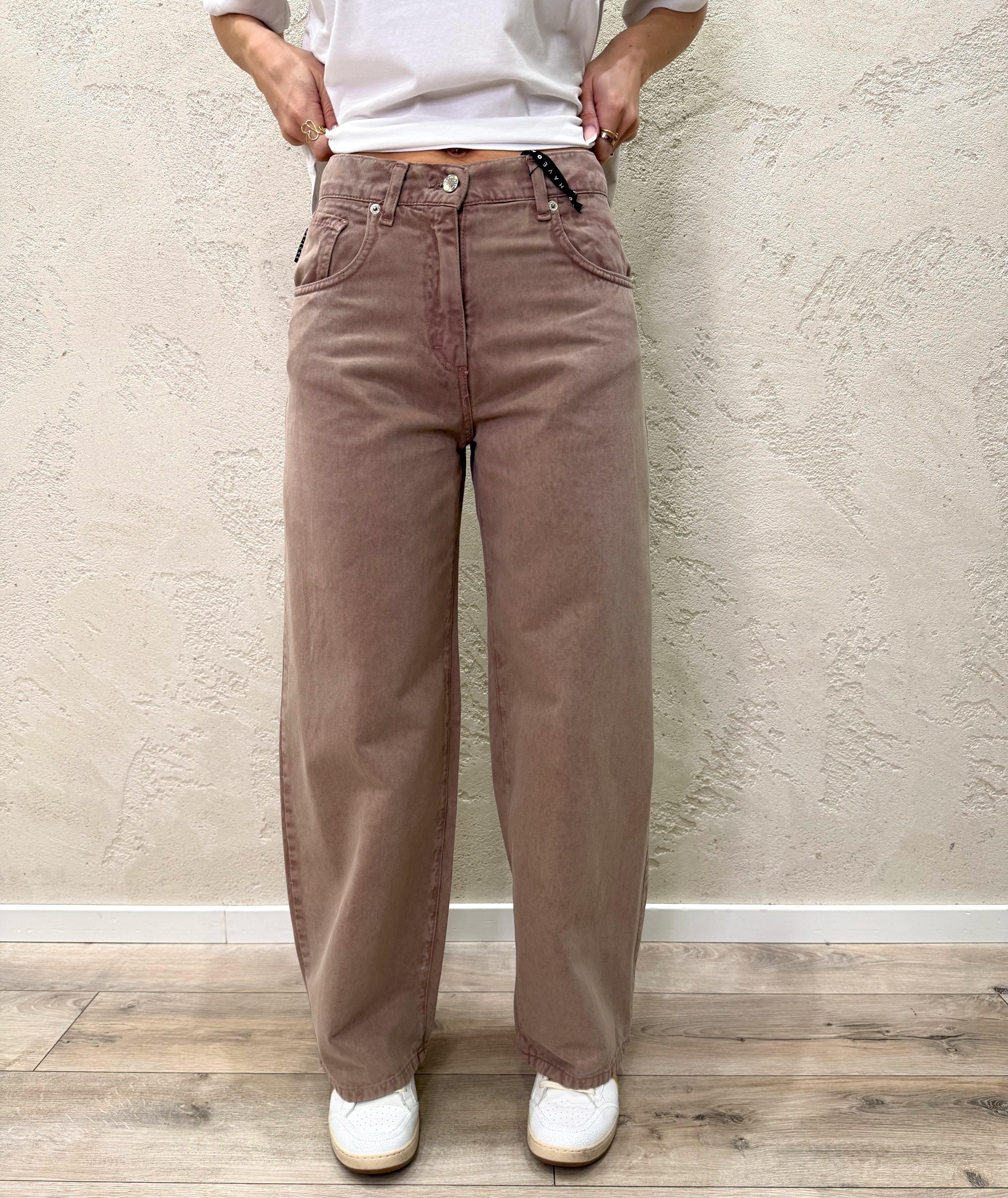 jeans modello bella wide leg in tela ferma PLS-Q030 CIPOLLA HAVEONE 