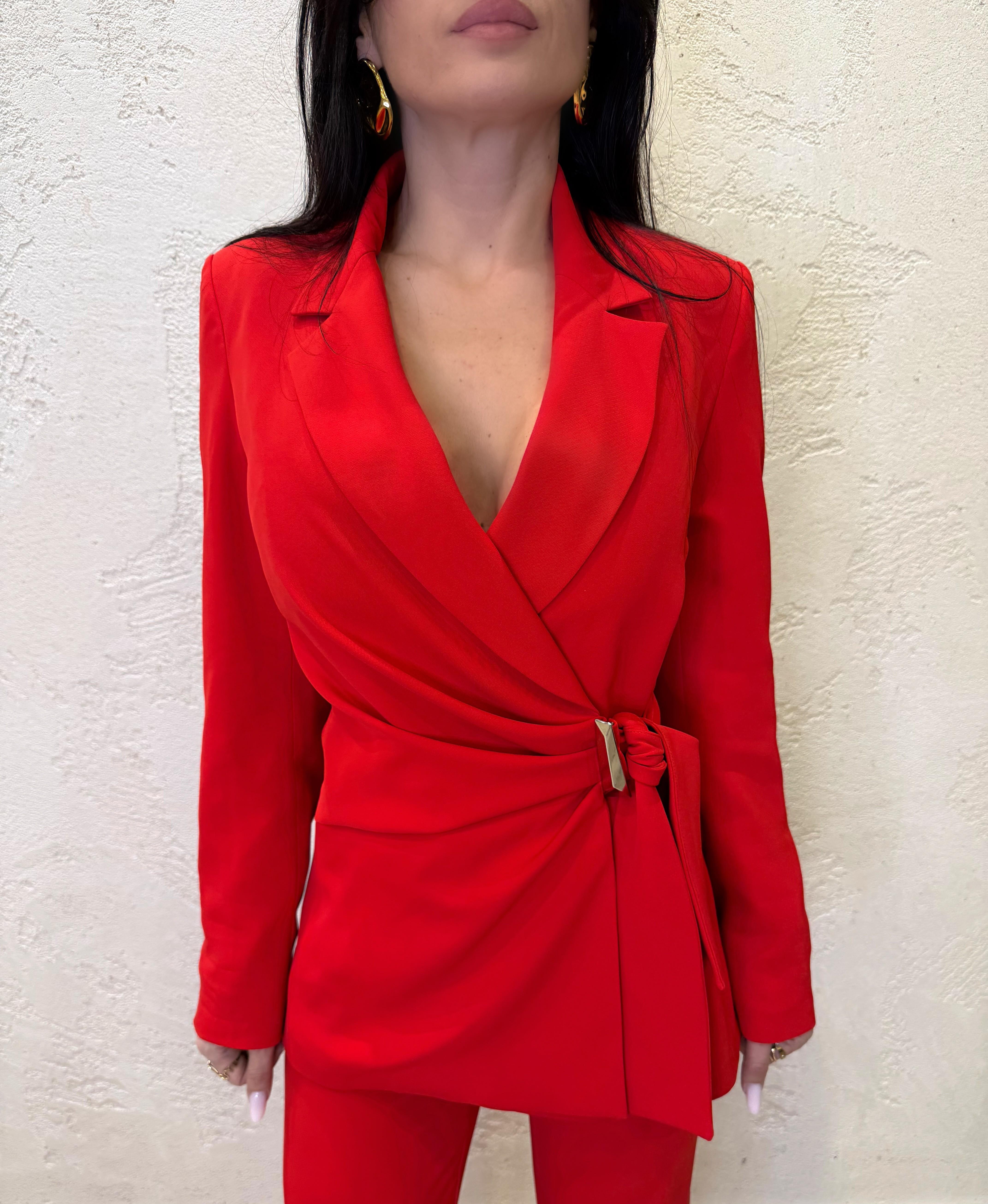 blazer sfiancato con incrocio frontale J9990015V ROSSO IMPERIAL 