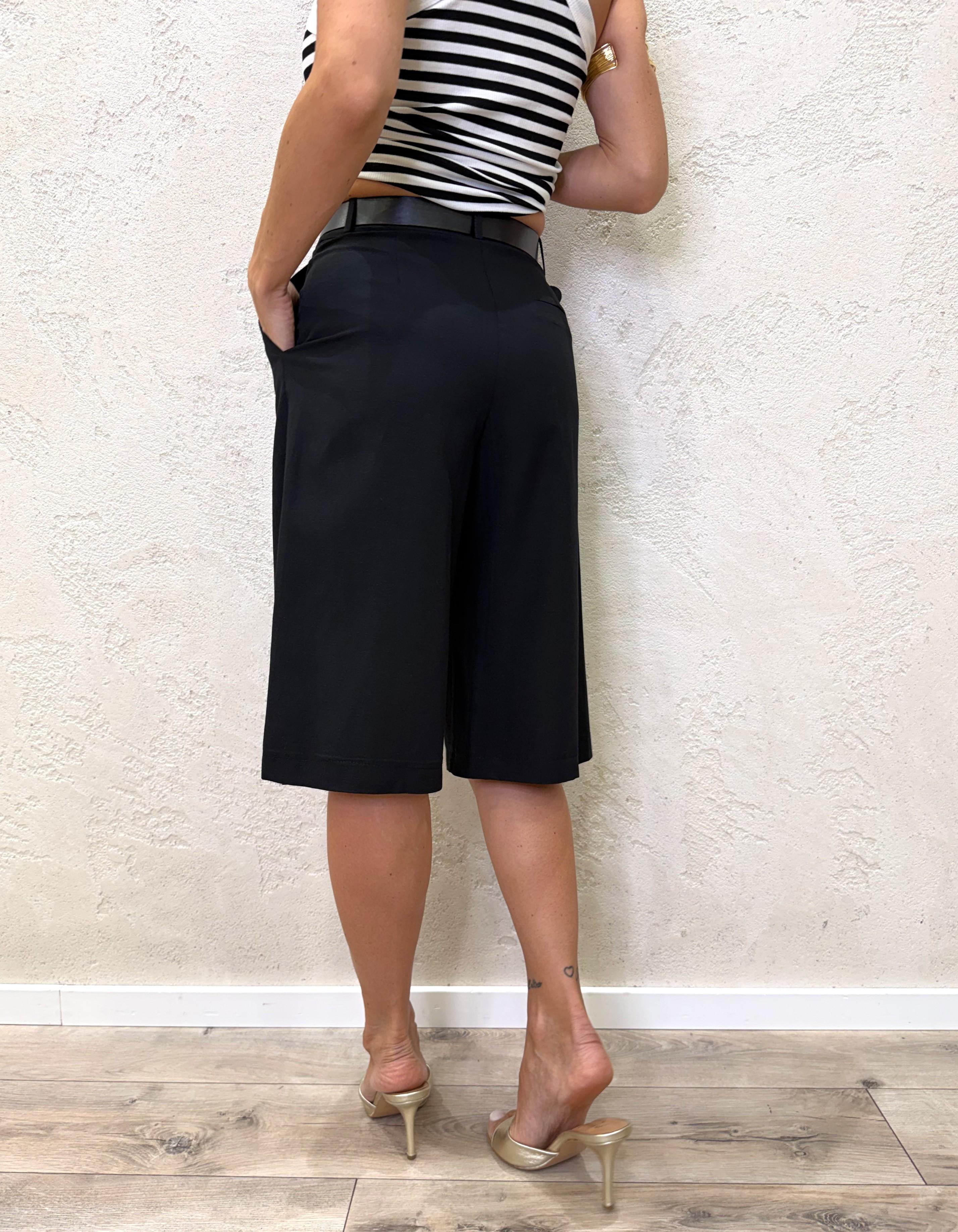 bermuda misto lino con pinces D538LWB NERO IMPERIAL 