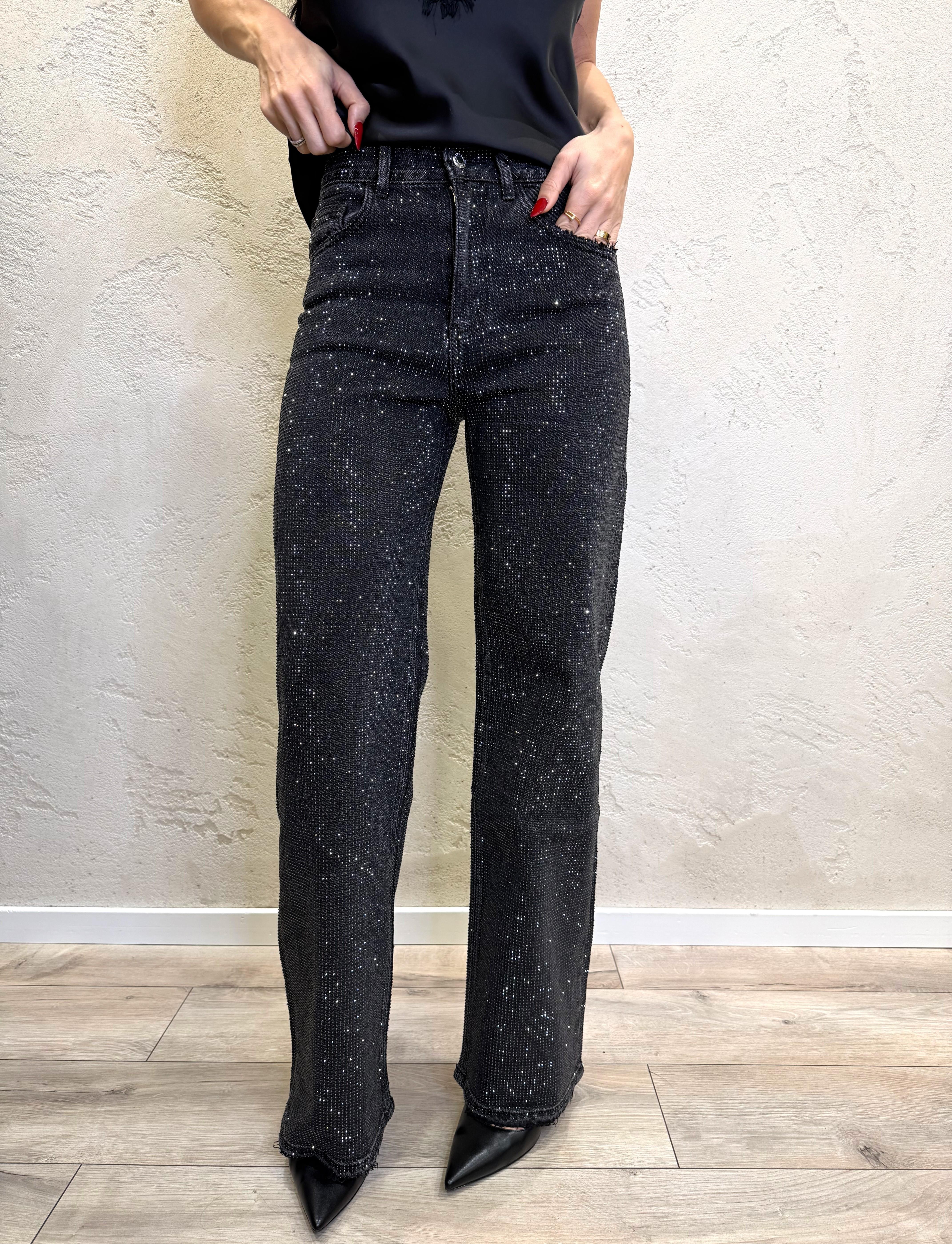 jeans a palazzo con strass JPSTRASS NERO ELEVI 