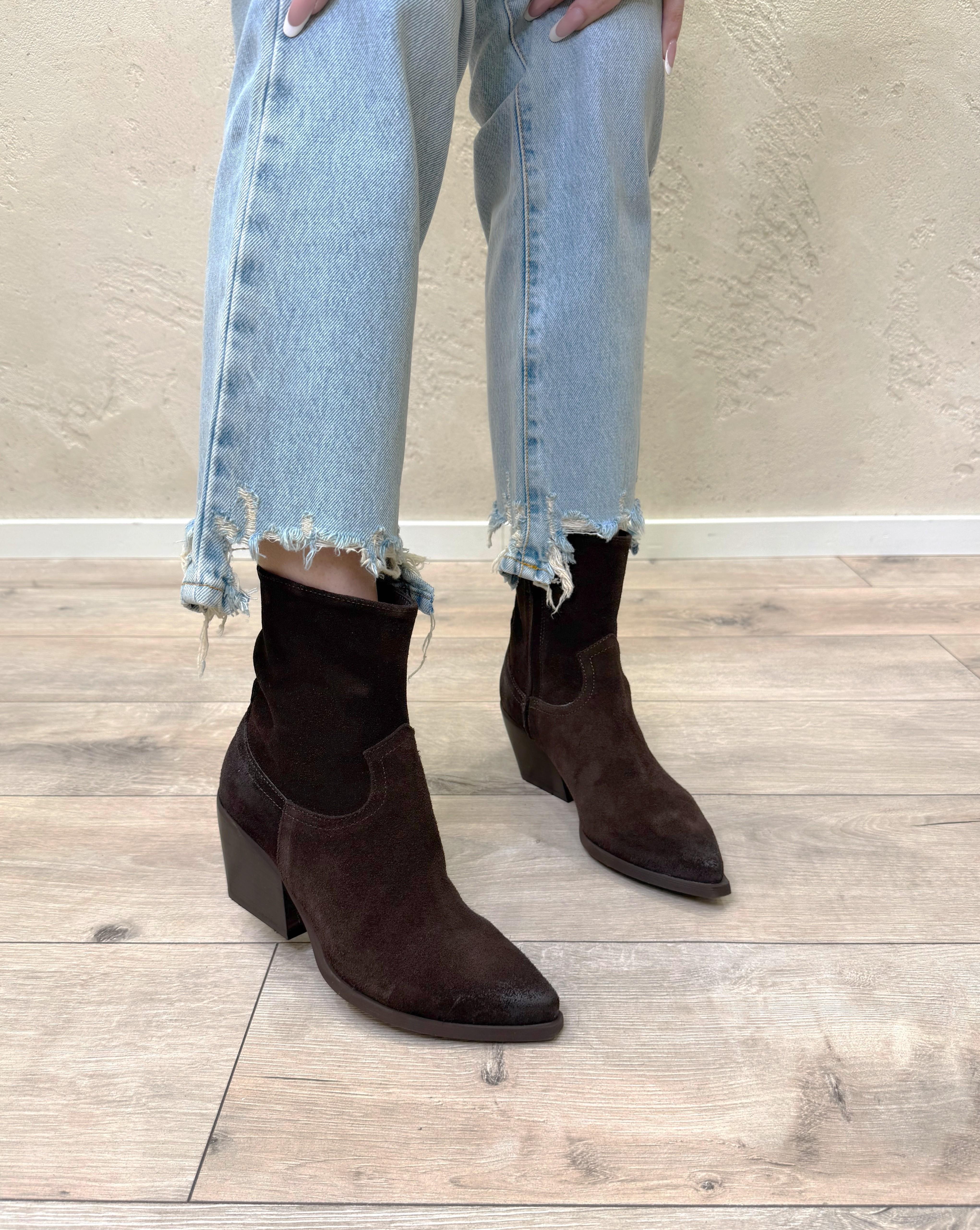 texano basso in vera pelle scamosciata STTX200 MORO OVYE' 