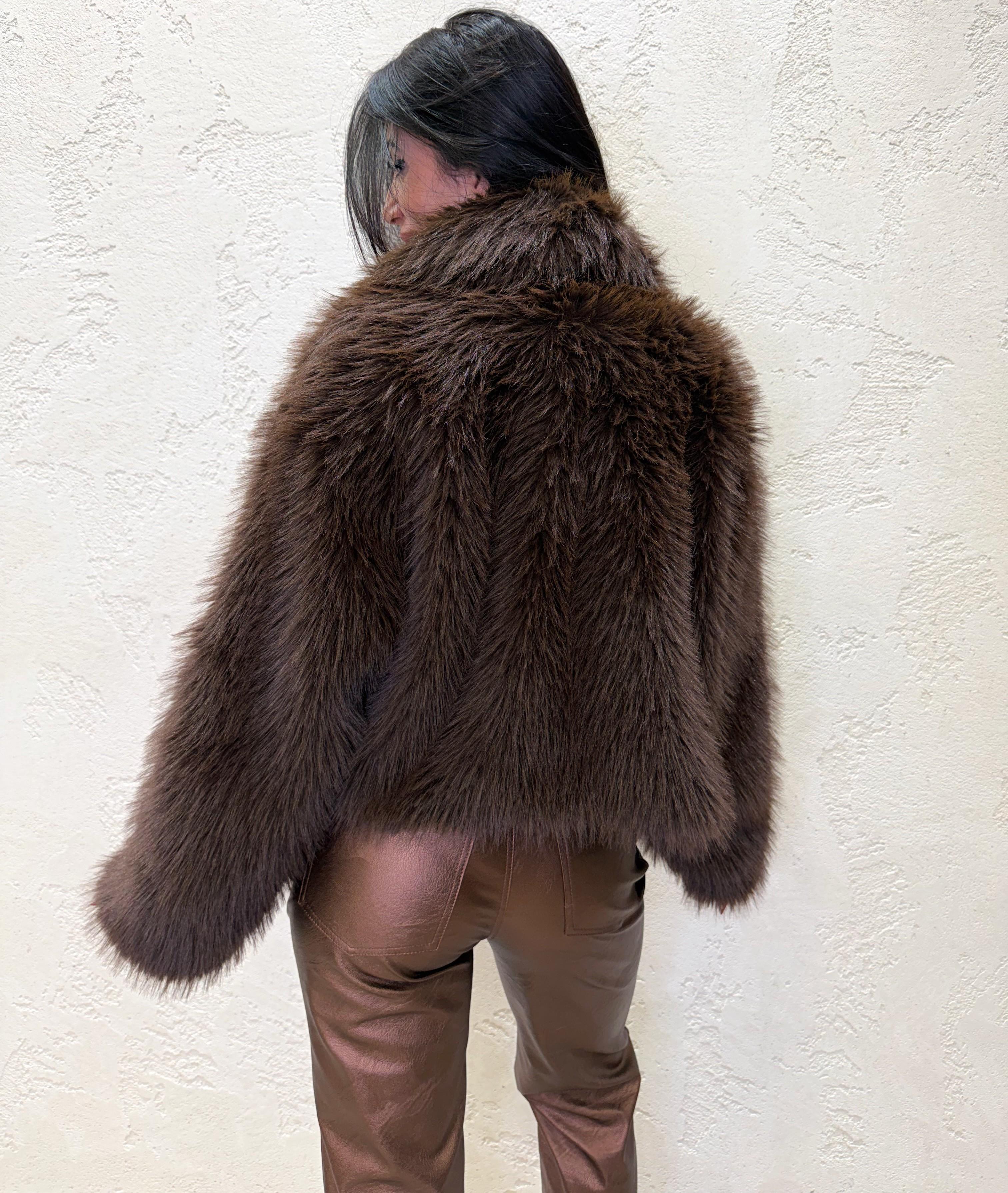 ecopelliccia con collo a revers KDY-P035 MORO HAVEONE 