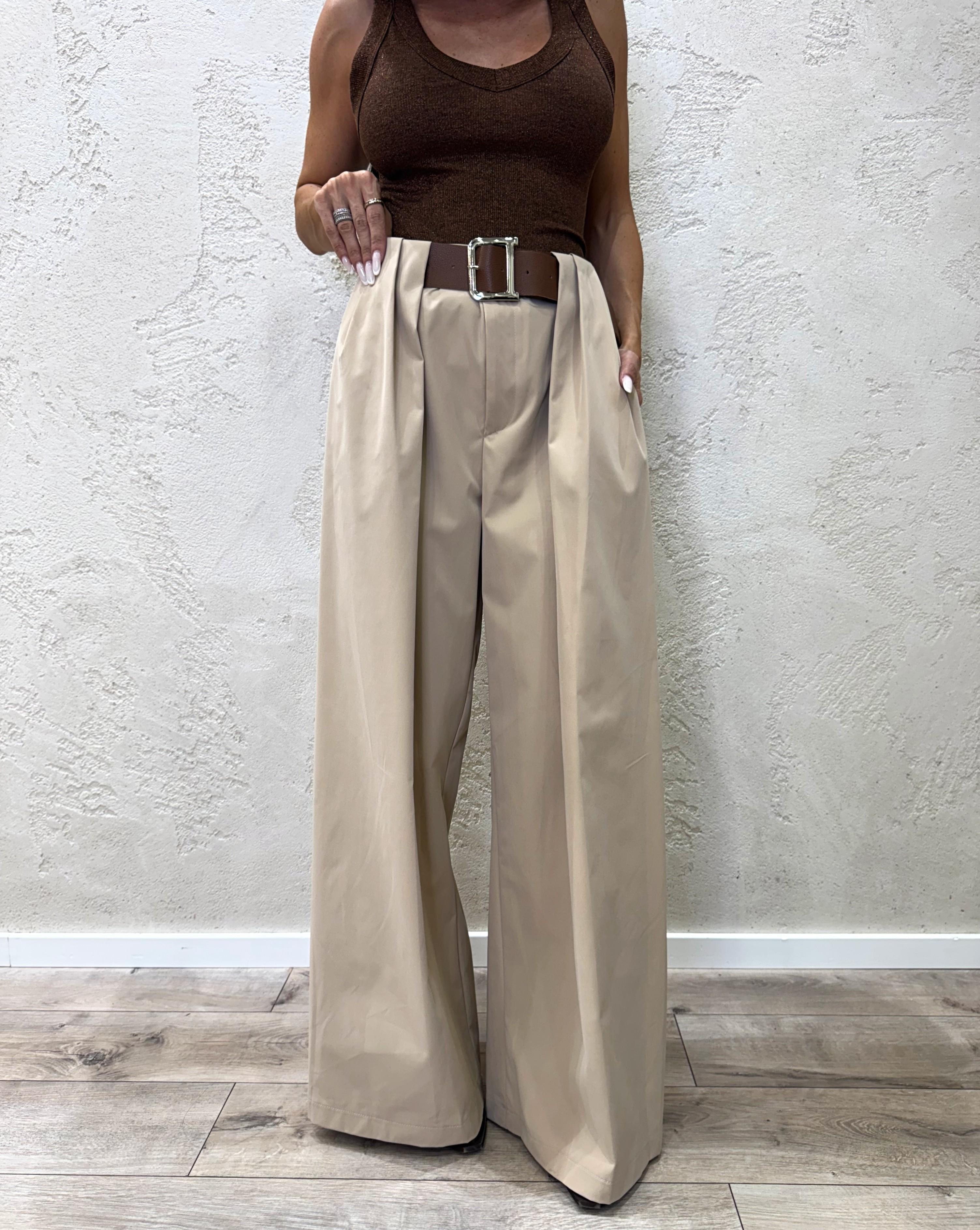 pantalone ampio con pinces PANPIN BEIGE ELEVI 