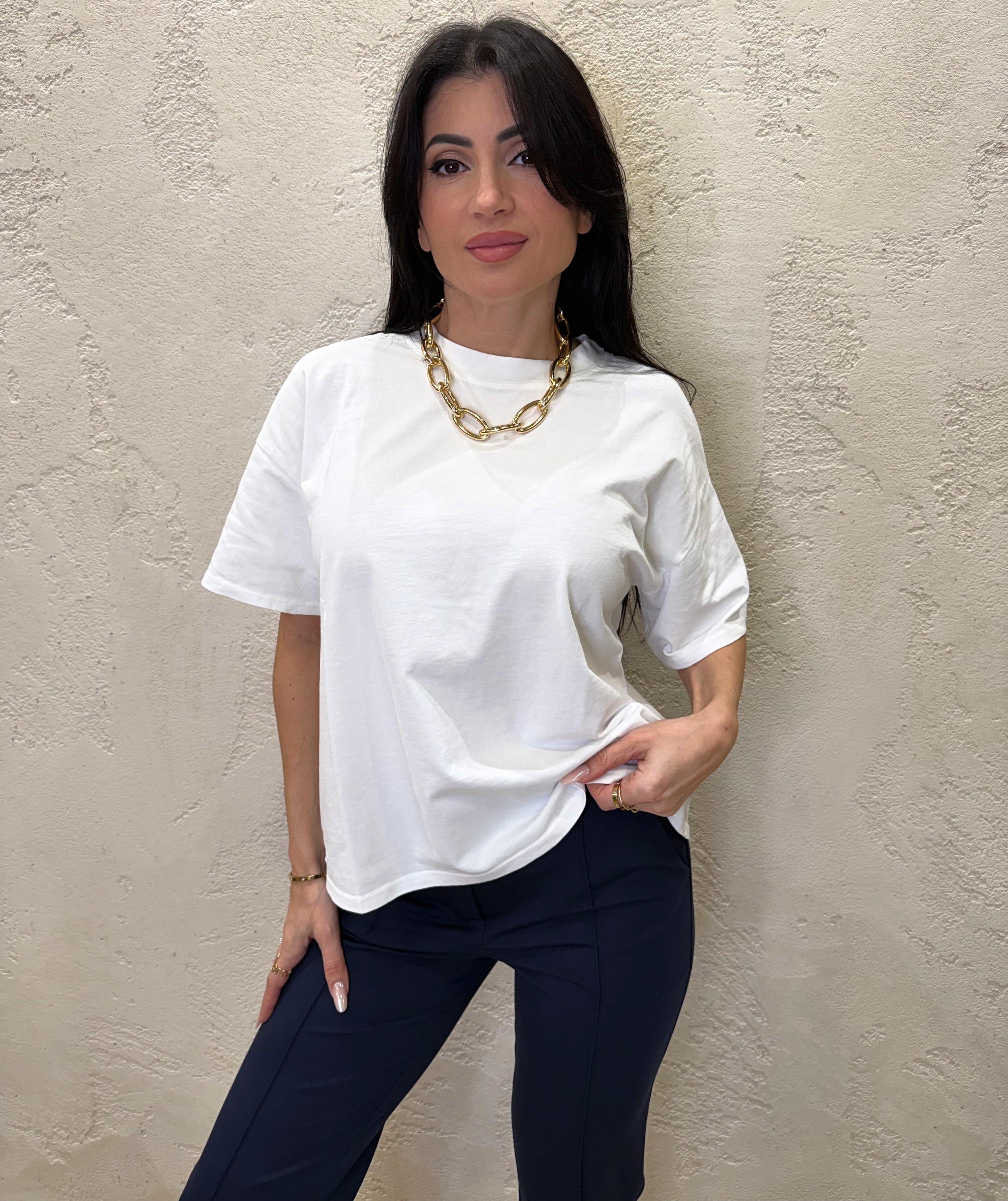 t-shirt a scatoletta MJS-Q017 BIANCO HAVEONE 