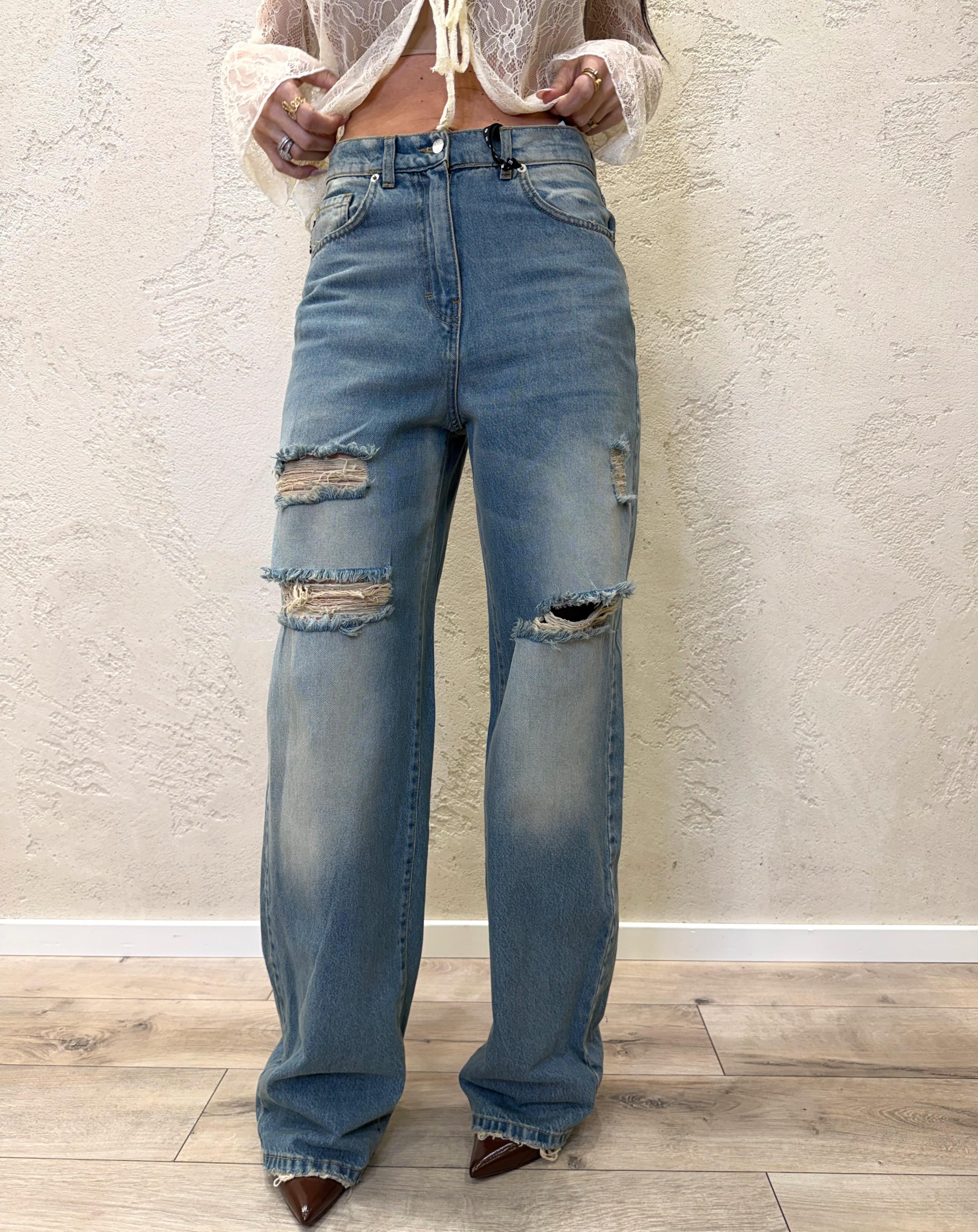 jeans modello stella in tela ferma a gamba dritta PLS-Q042 DENIM HAVEONE 