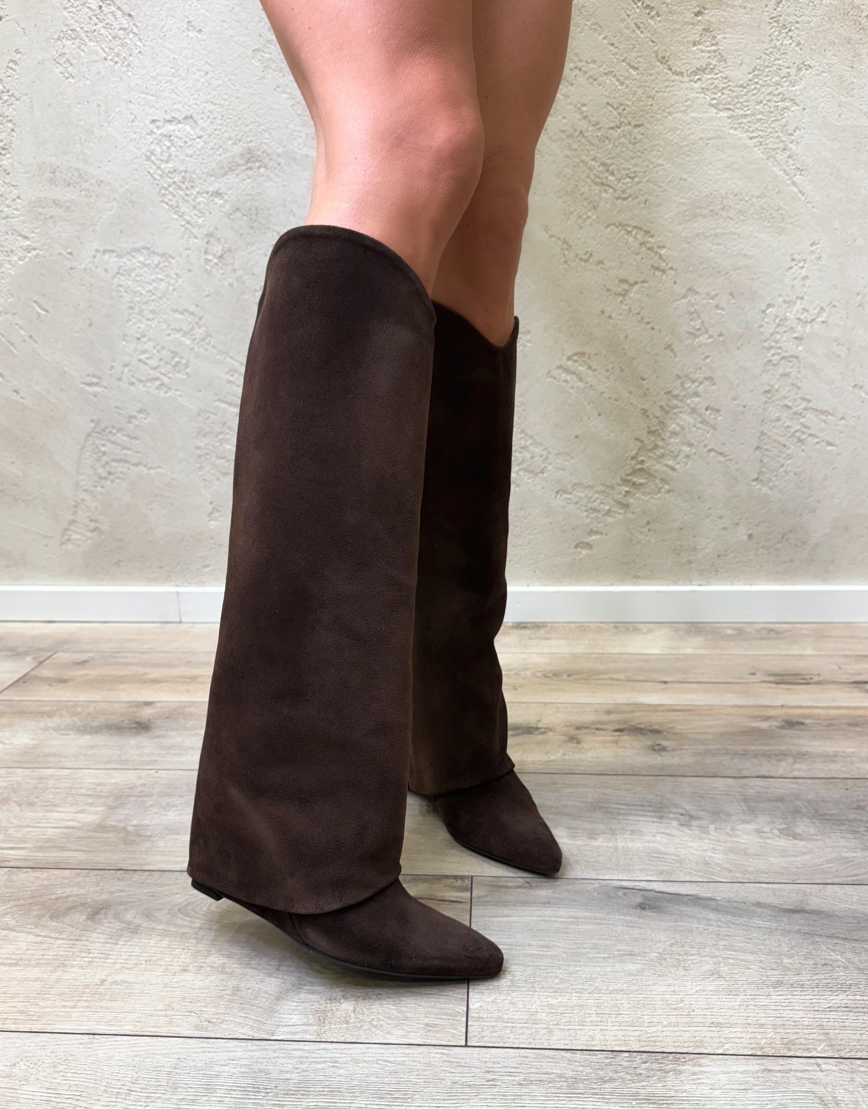 stivale con risvolto in camoscio STARIA150CAM FONDENTE OVYE' 